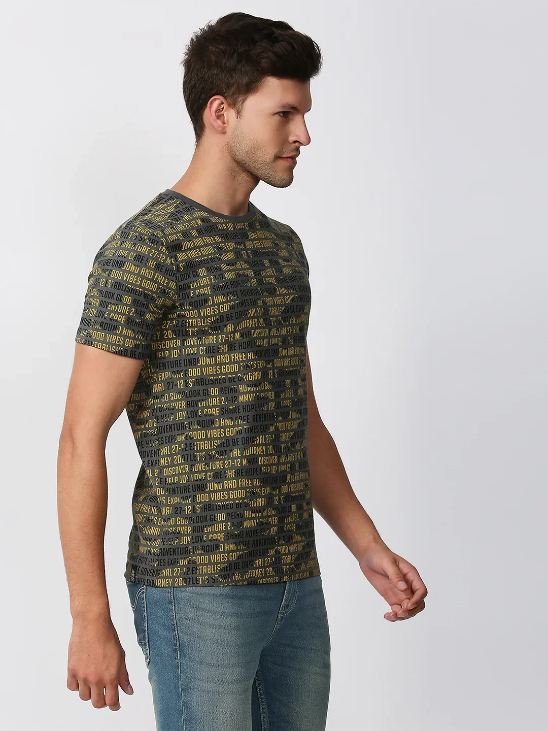 Grey Regular Fit Men's Short Sleeves T-Shirt by Being Human Clothing - Image 3