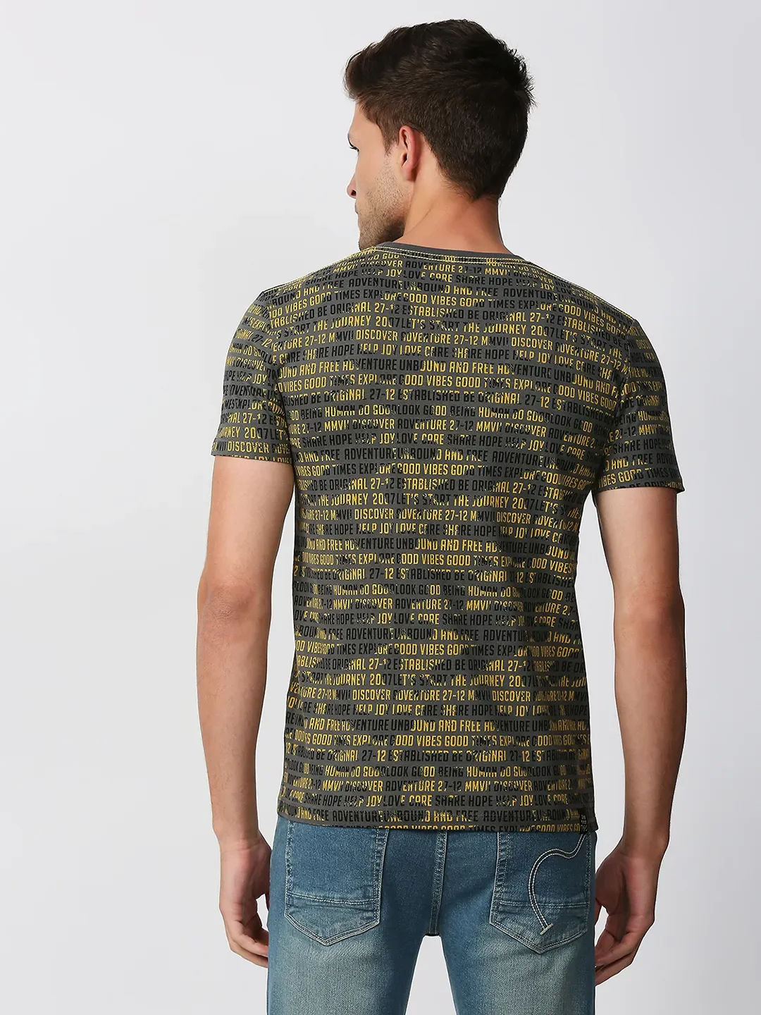 Grey Regular Fit Men's Short Sleeves T-Shirt by Being Human Clothing - Image 4