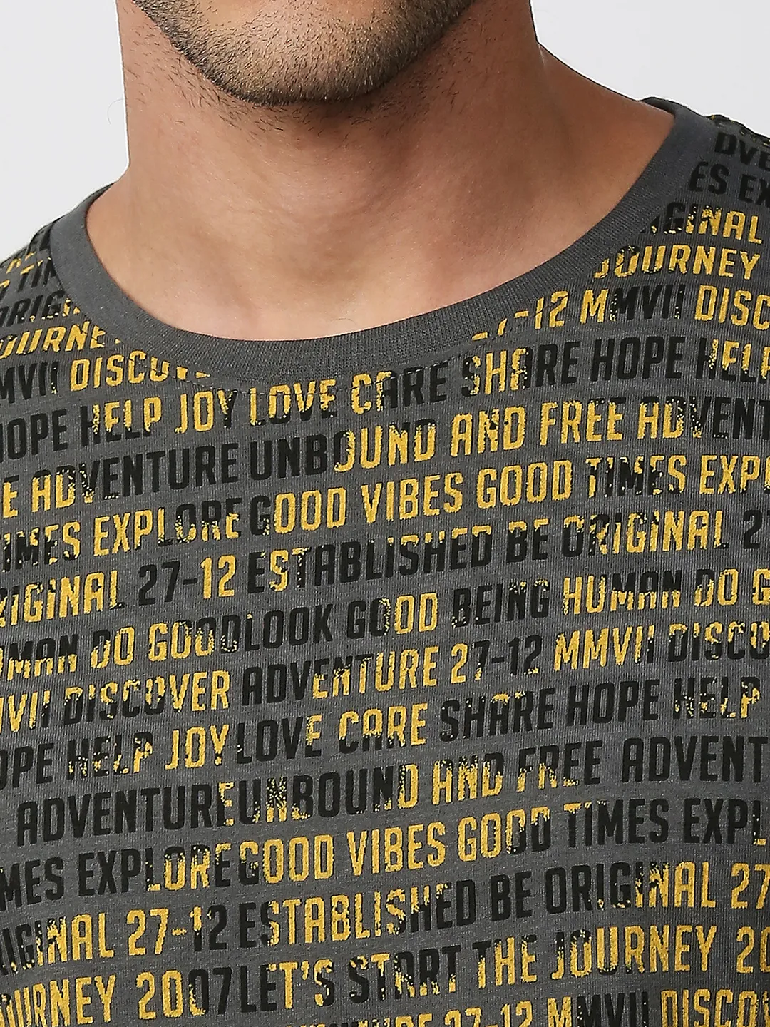 Grey Regular Fit Men's Short Sleeves T-Shirt by Being Human Clothing - Image 5