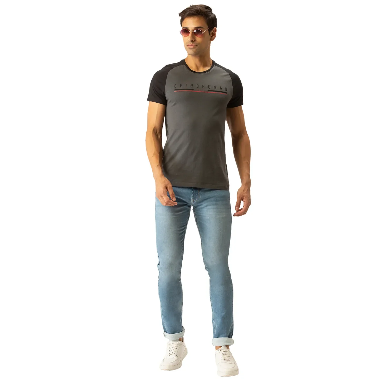 Grey Regular Fit Men's Short Sleeves T-Shirt by Being Human Clothing - Image 2