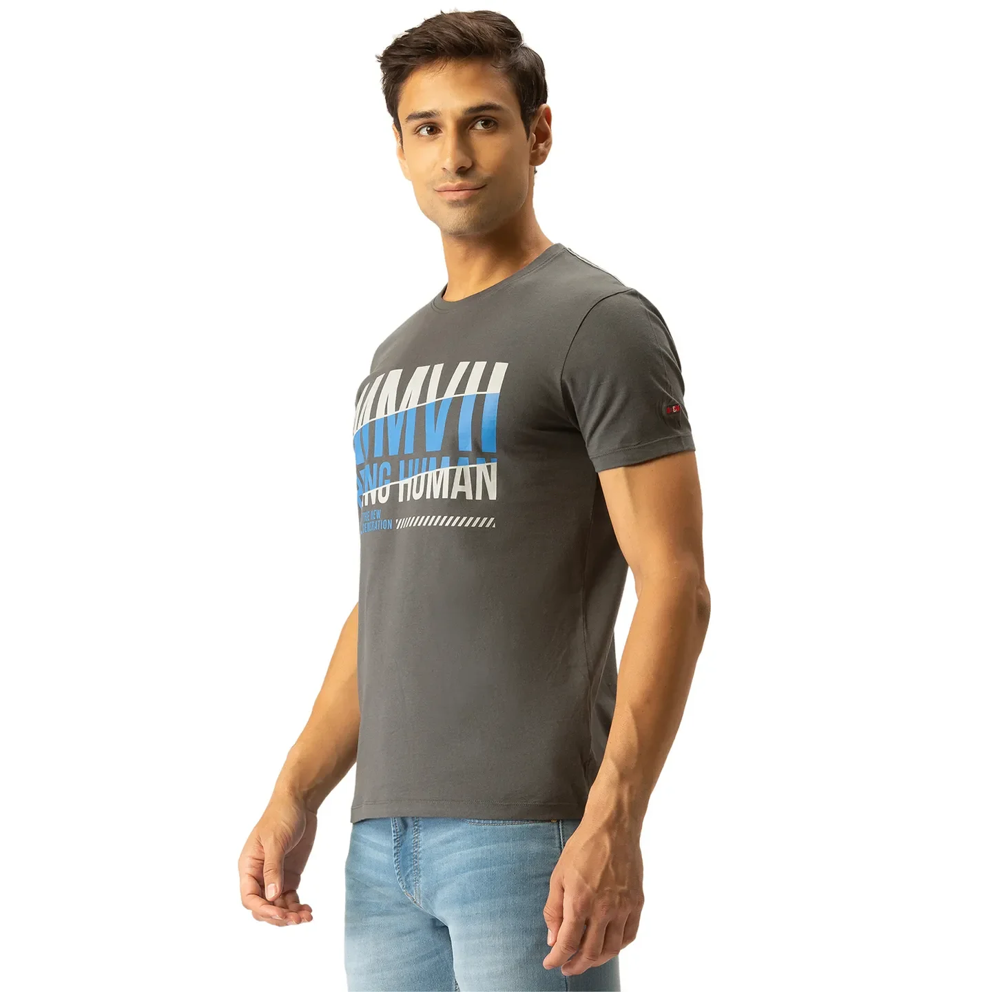 Grey Regular Fit Men's Short Sleeves T-Shirt by Being Human Clothing - Image 2