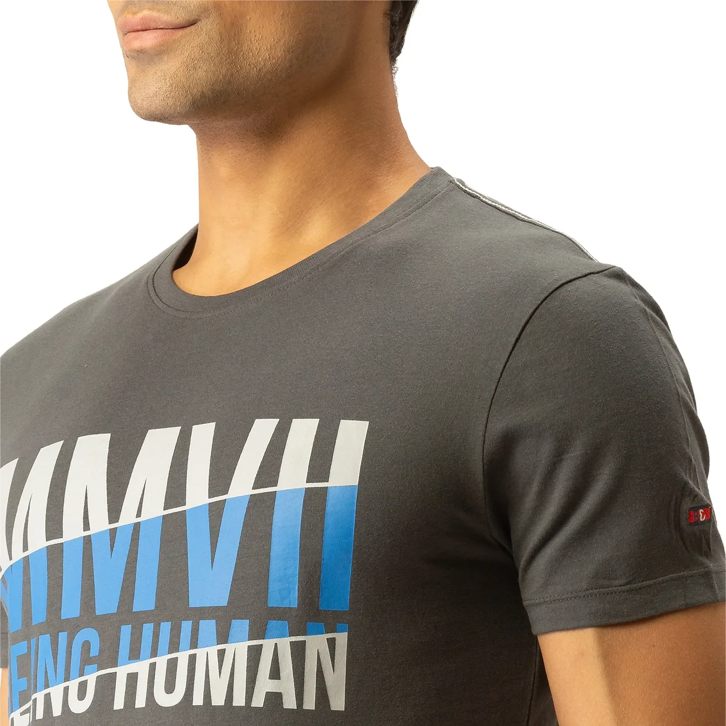 Grey Regular Fit Men's Short Sleeves T-Shirt by Being Human Clothing - Image 4