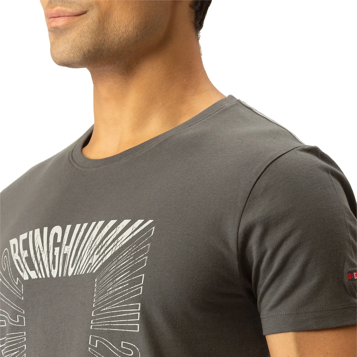 Grey Regular Fit Men's Short Sleeves T-Shirt by Being Human Clothing - Image 4