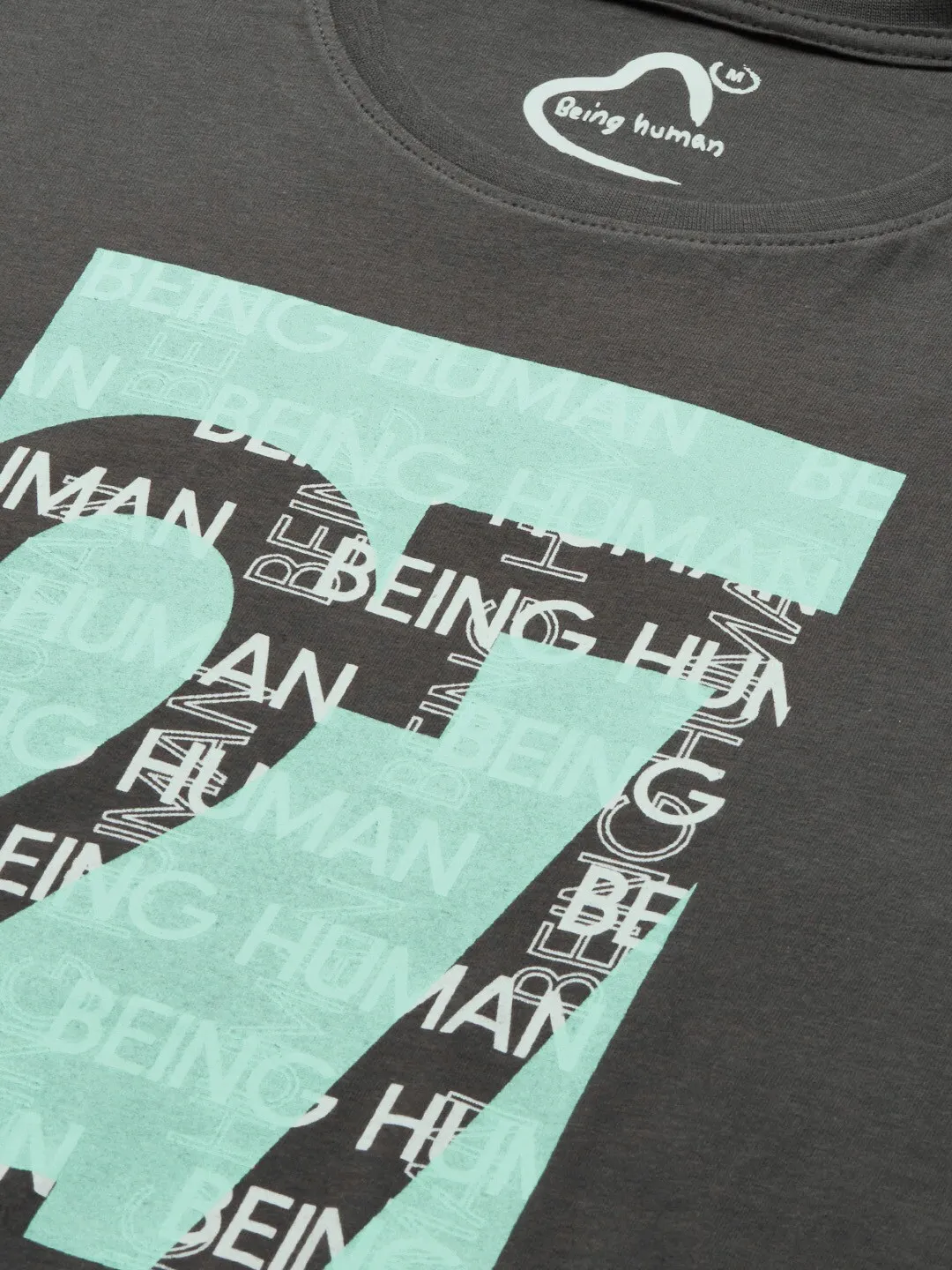 Grey Regular Fit Men's Short Sleeves T-Shirt by Being Human Clothing - Image 4