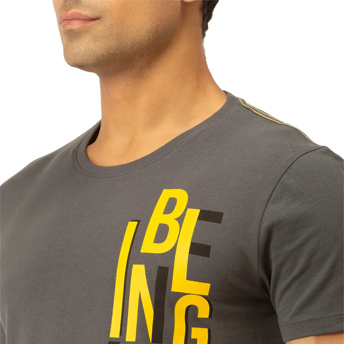 Grey Regular Fit Men's Short Sleeves T-Shirt by Being Human Clothing - Image 4