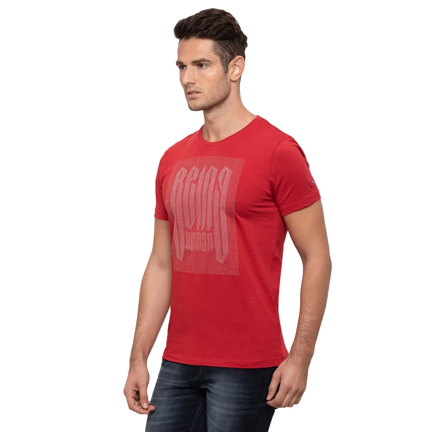 Red Regular Fit Men's T-Shirt by Being Human Clothing - Image 4