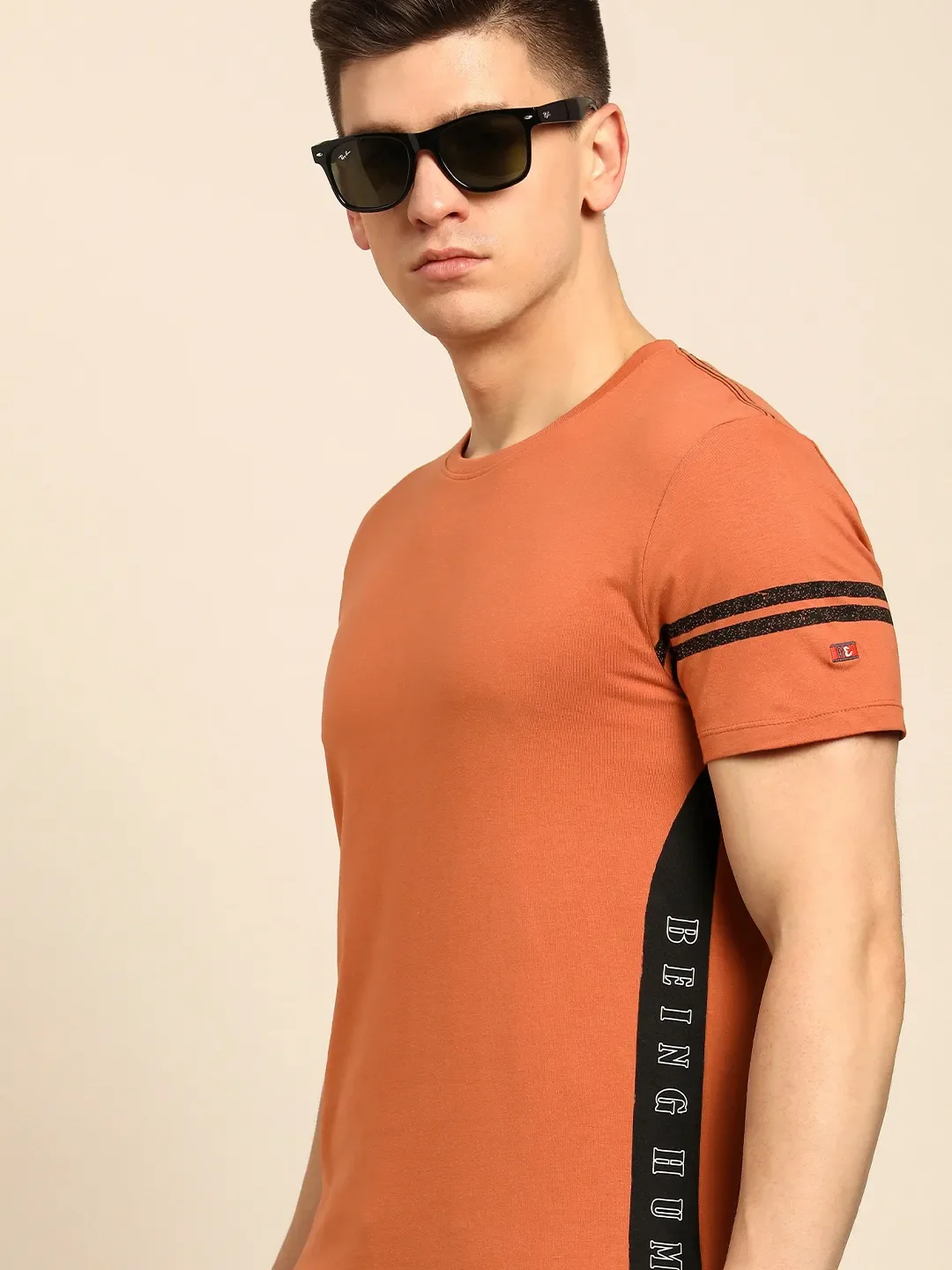 Brown Regular Fit Men's Short Sleeves T-Shirt by Being Human Clothing - Image 5
