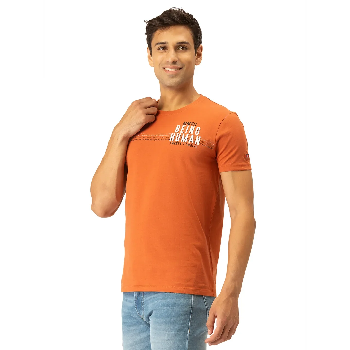 Brown Regular Fit Men's Short Sleeves T-Shirt by Being Human Clothing - Image 2
