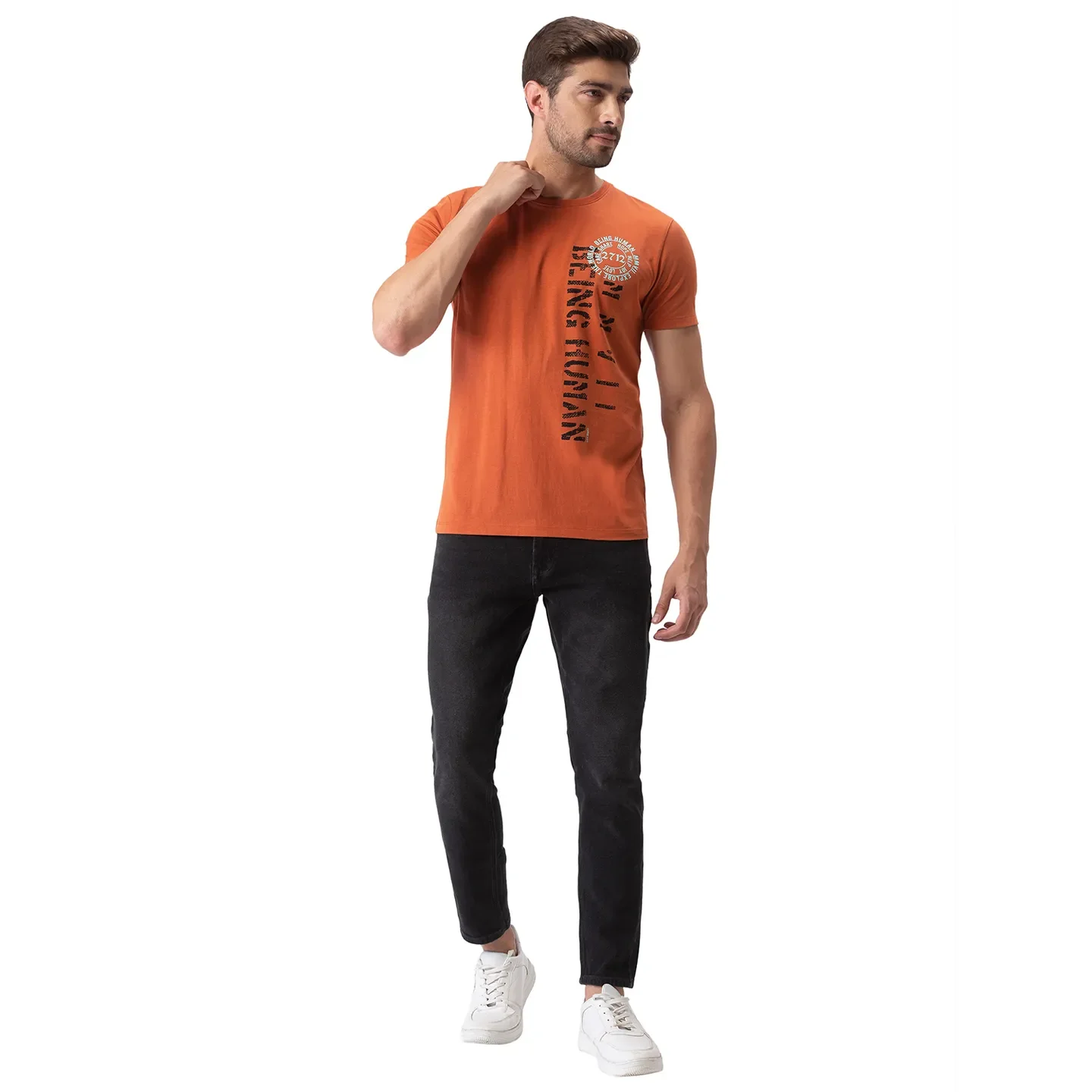 Brown Regular Fit Men's Short Sleeves T-Shirt by Being Human Clothing - Image 5
