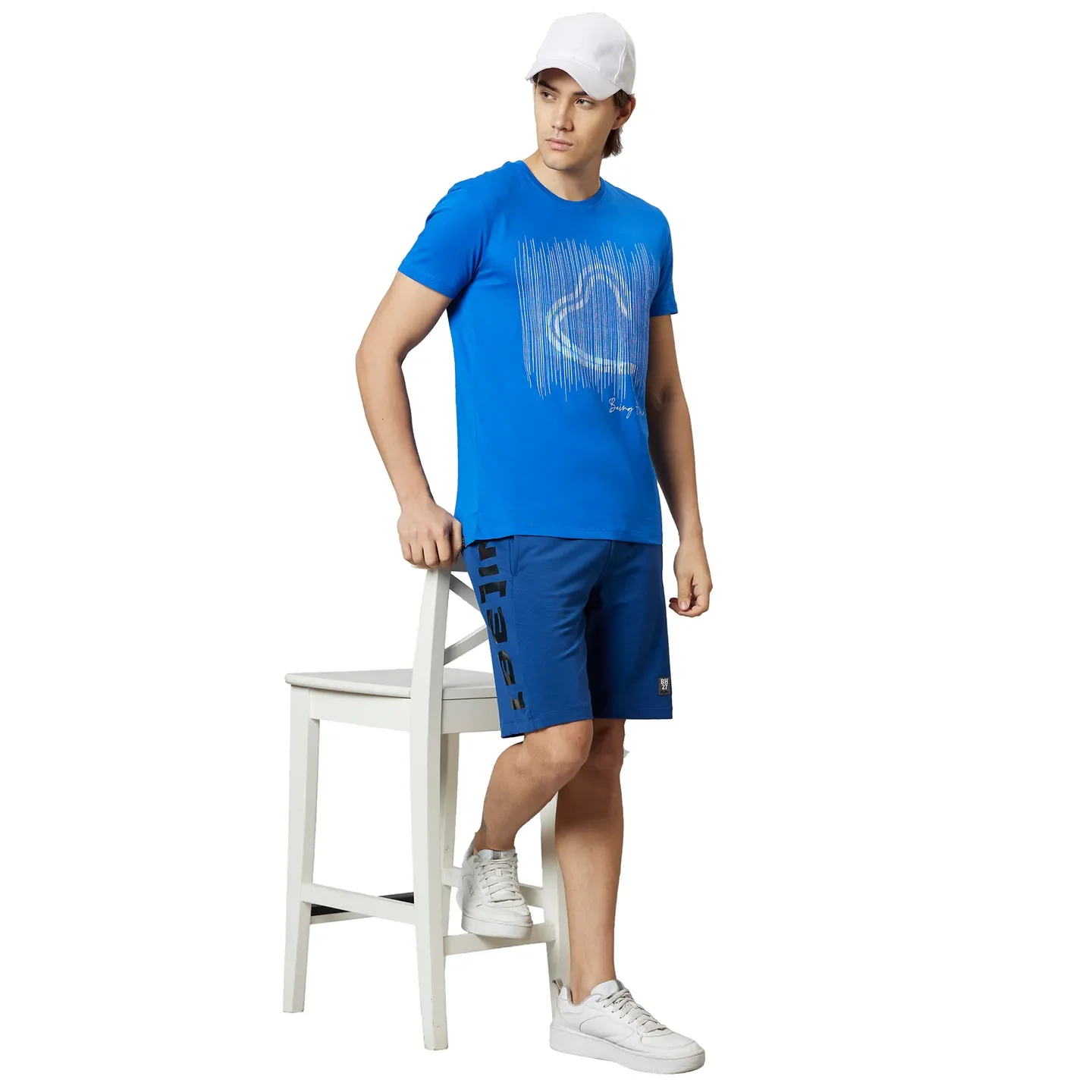 Blue Regular Fit Men's Short Sleeves T-Shirt by Being Human Clothing - Image 5