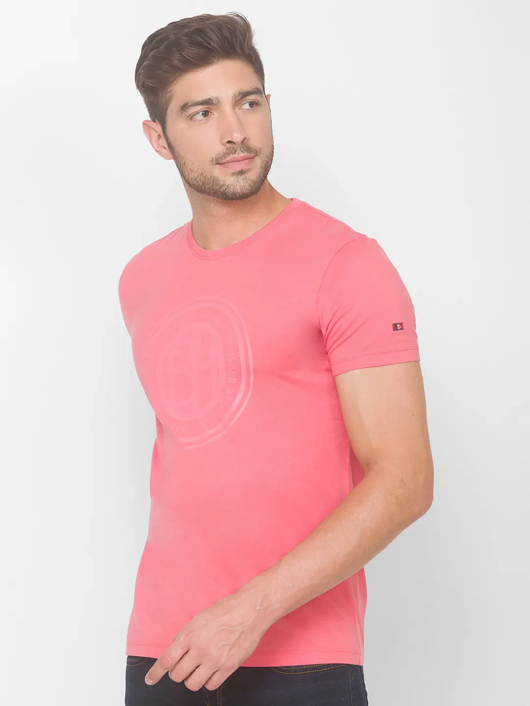 Pink Regular Fit Men's Short Sleeves T-Shirt by Being Human Clothing - Image 2
