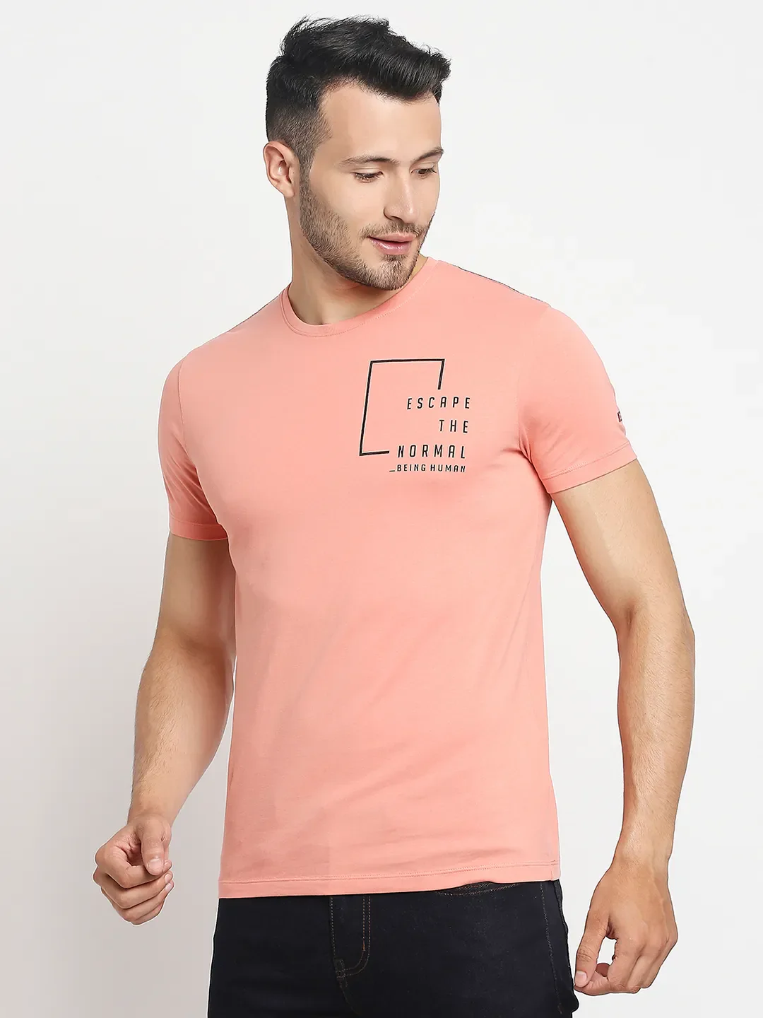 Pink Regular Fit Men's Short Sleeves T-Shirt by Being Human Clothing - Image 10
