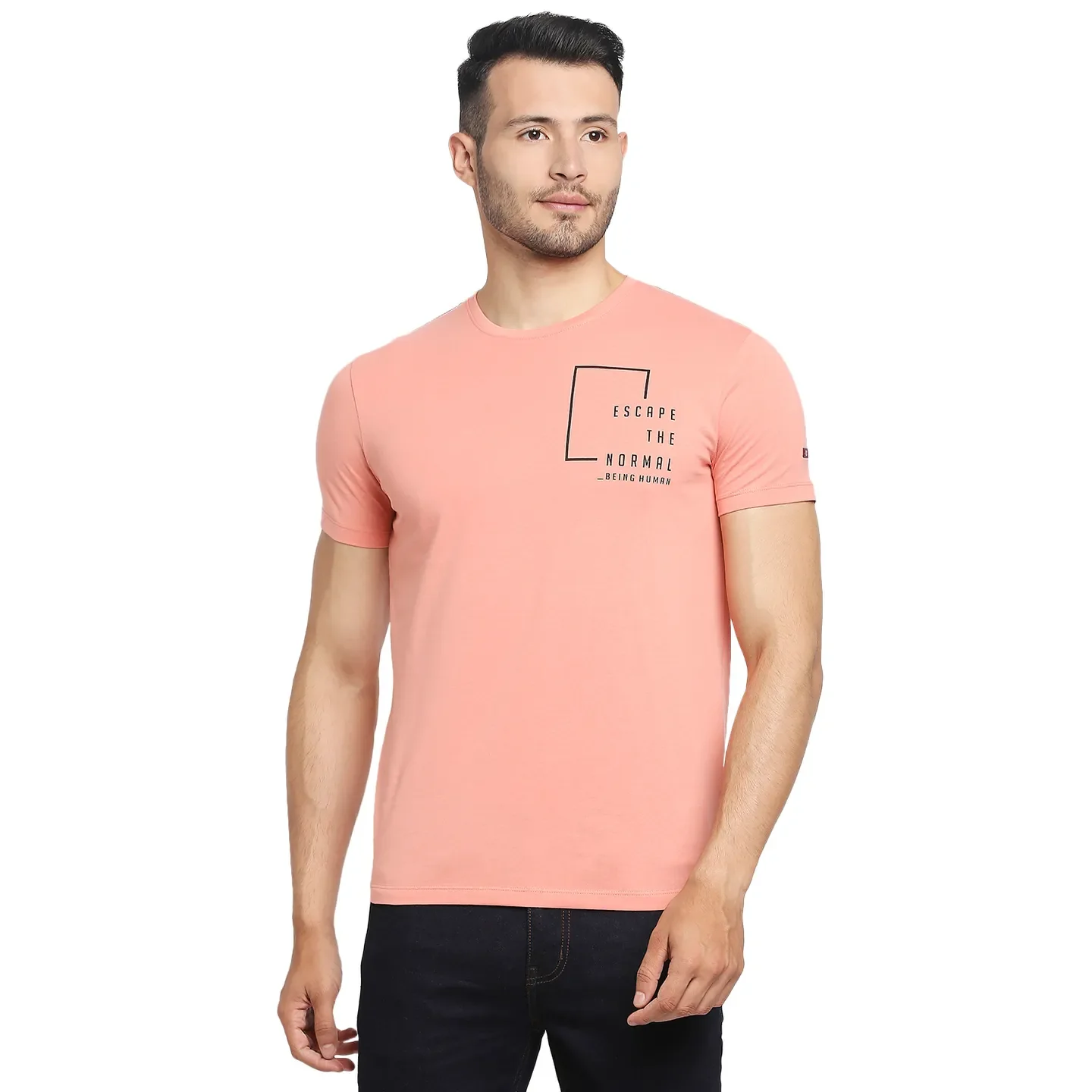 Pink Regular Fit Men's Short Sleeves T-Shirt by Being Human Clothing - Image 11