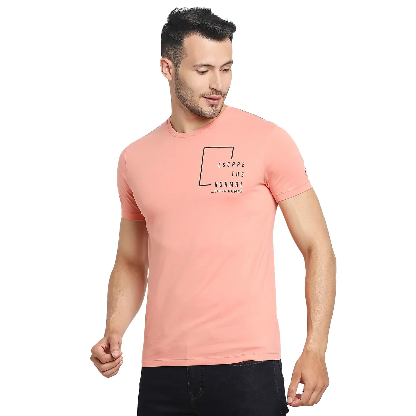 Pink Regular Fit Men's Short Sleeves T-Shirt by Being Human Clothing - Image 2
