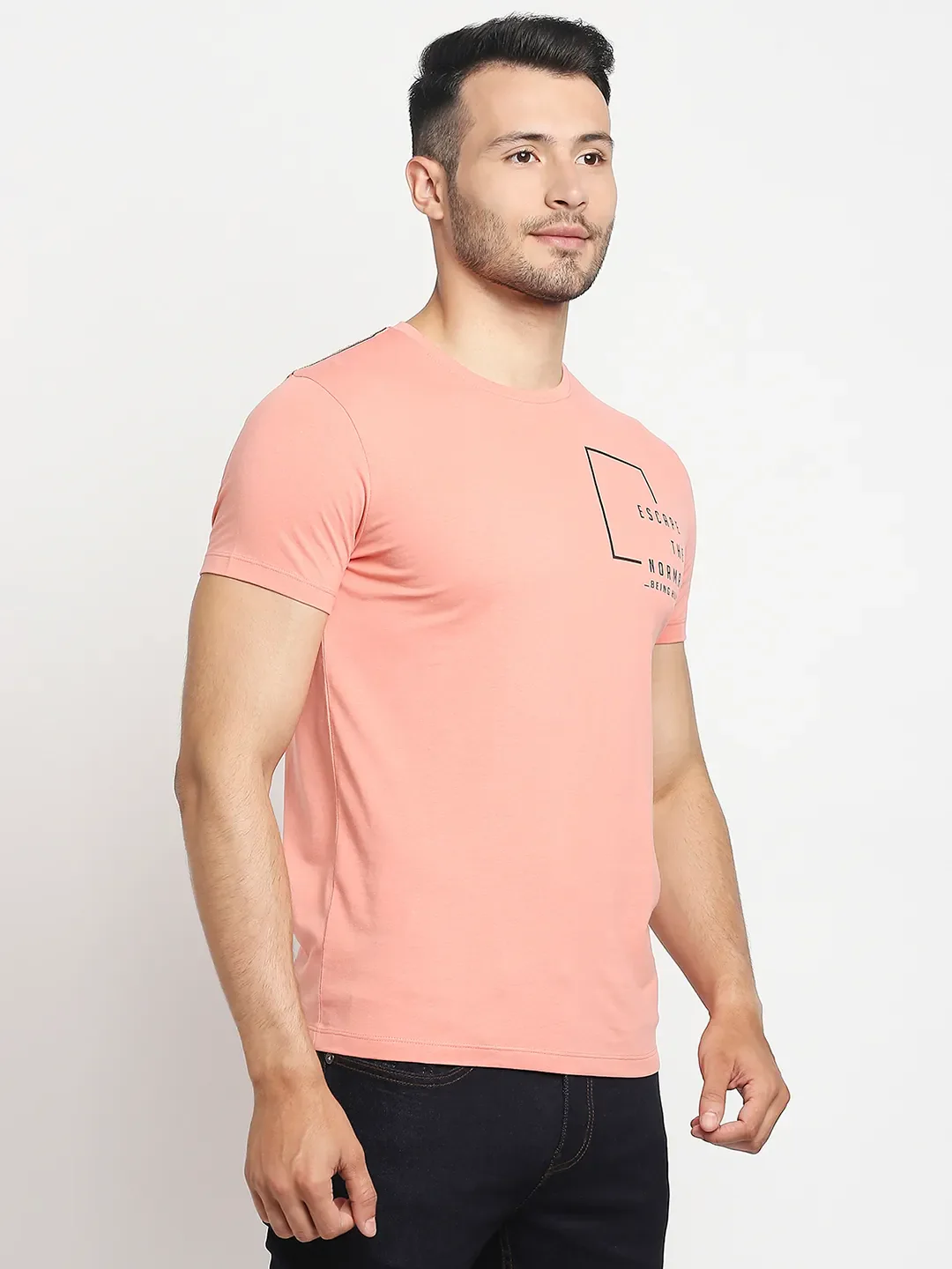 Pink Regular Fit Men's Short Sleeves T-Shirt by Being Human Clothing - Image 9