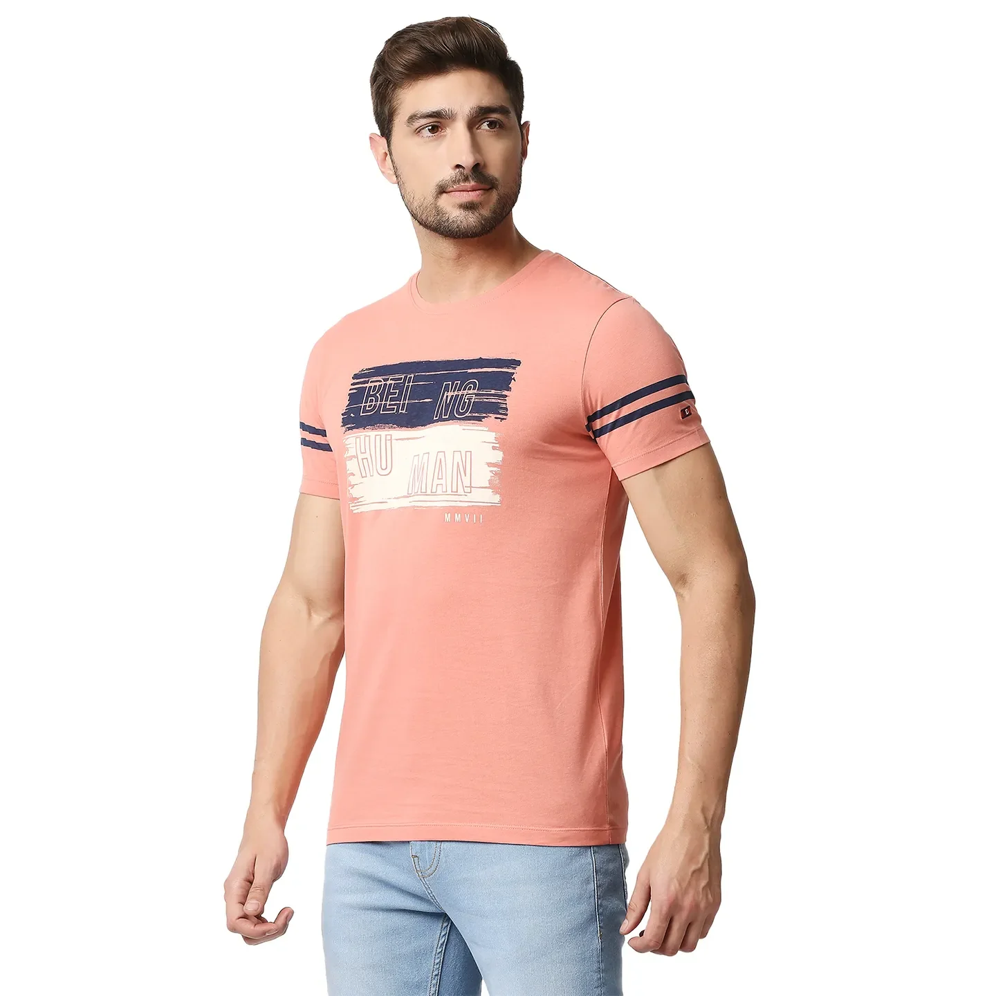 Pink Regular Fit Men's Short Sleeves T-Shirt by Being Human Clothing - Image 2