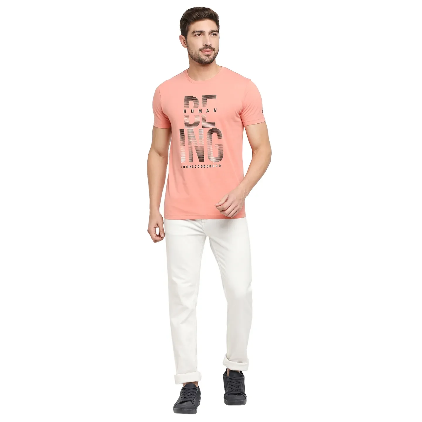 Pink Regular Fit Men's Short Sleeves T-Shirt by Being Human Clothing - Image 6