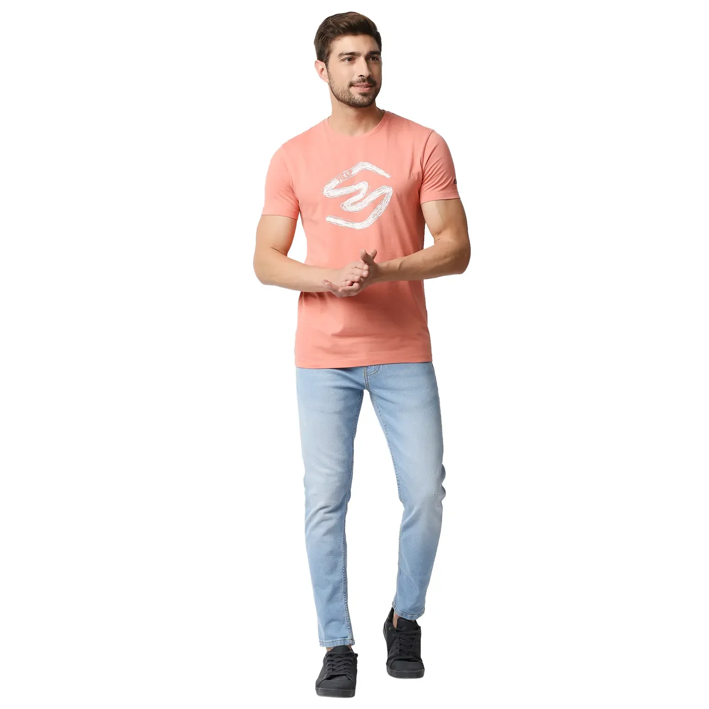 Pink Regular Fit Men's Short Sleeves T-Shirt by Being Human Clothing - Image 6
