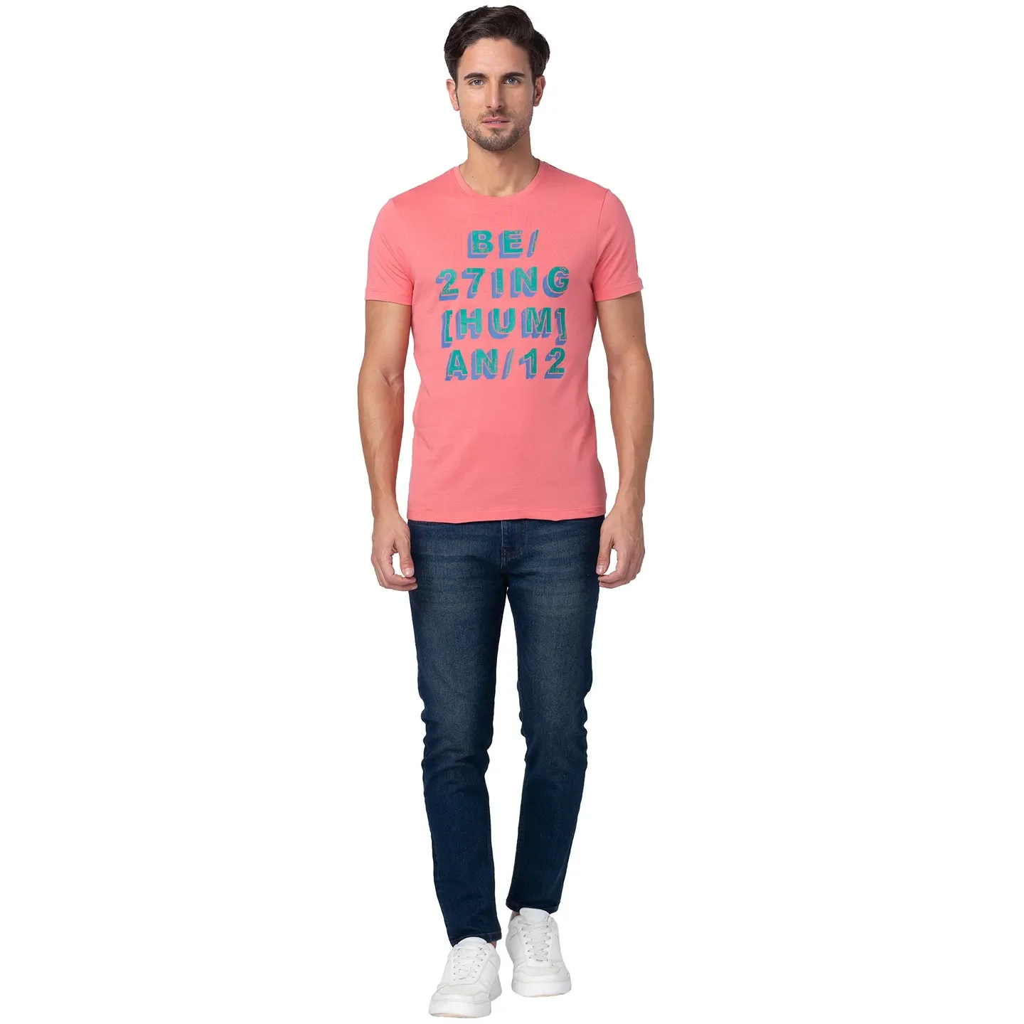 Pink Regular Fit Men's Short Sleeves T-Shirt by Being Human Clothing - Image 2