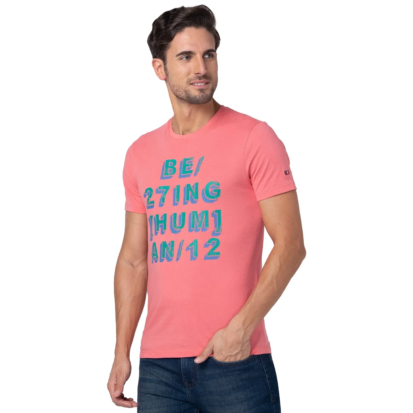 Pink Regular Fit Men's Short Sleeves T-Shirt by Being Human Clothing - Image 4