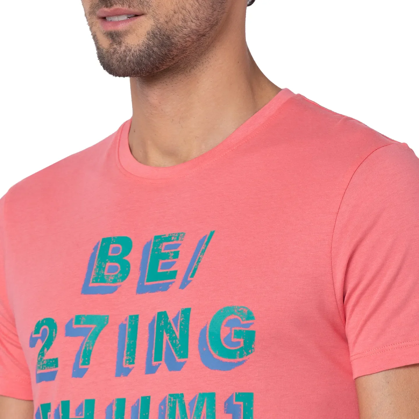 Pink Regular Fit Men's Short Sleeves T-Shirt by Being Human Clothing - Image 5