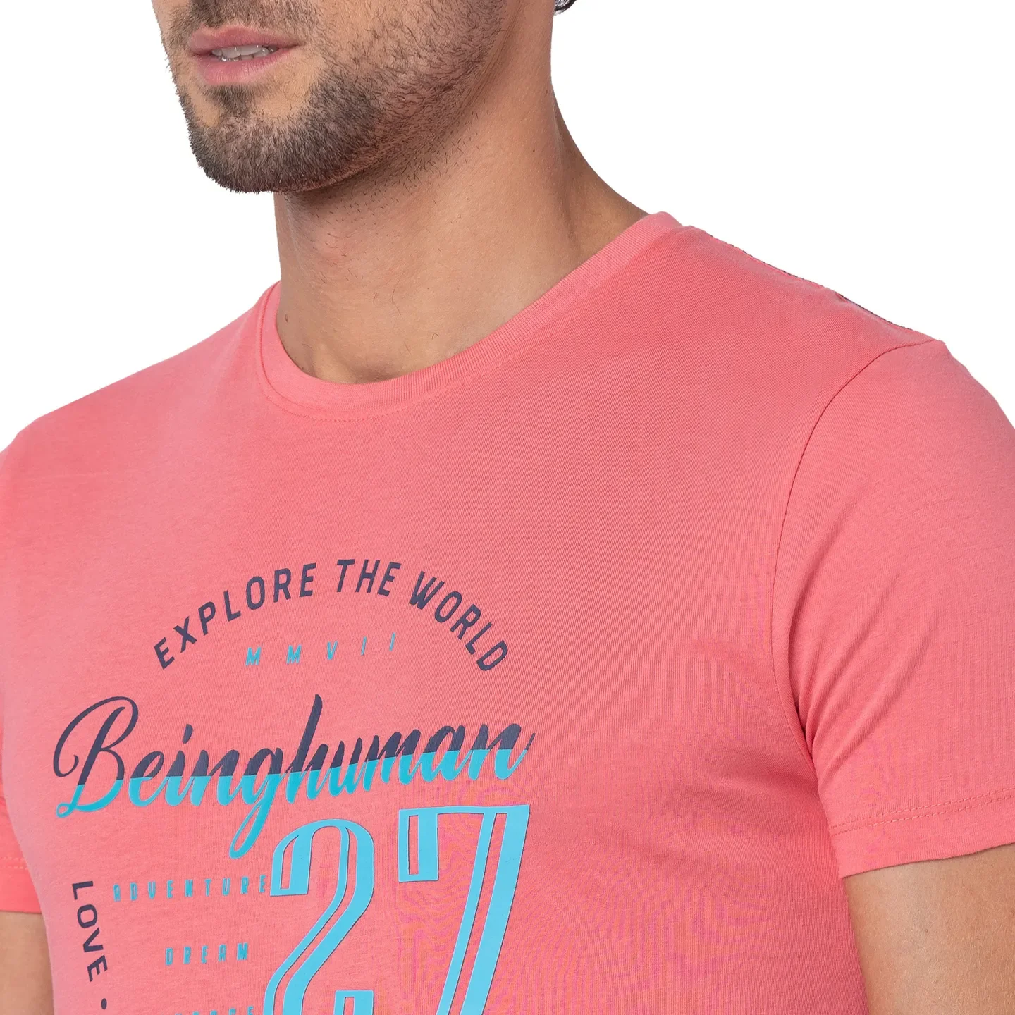 Pink Regular Fit Men's Short Sleeves T-Shirt by Being Human Clothing - Image 5