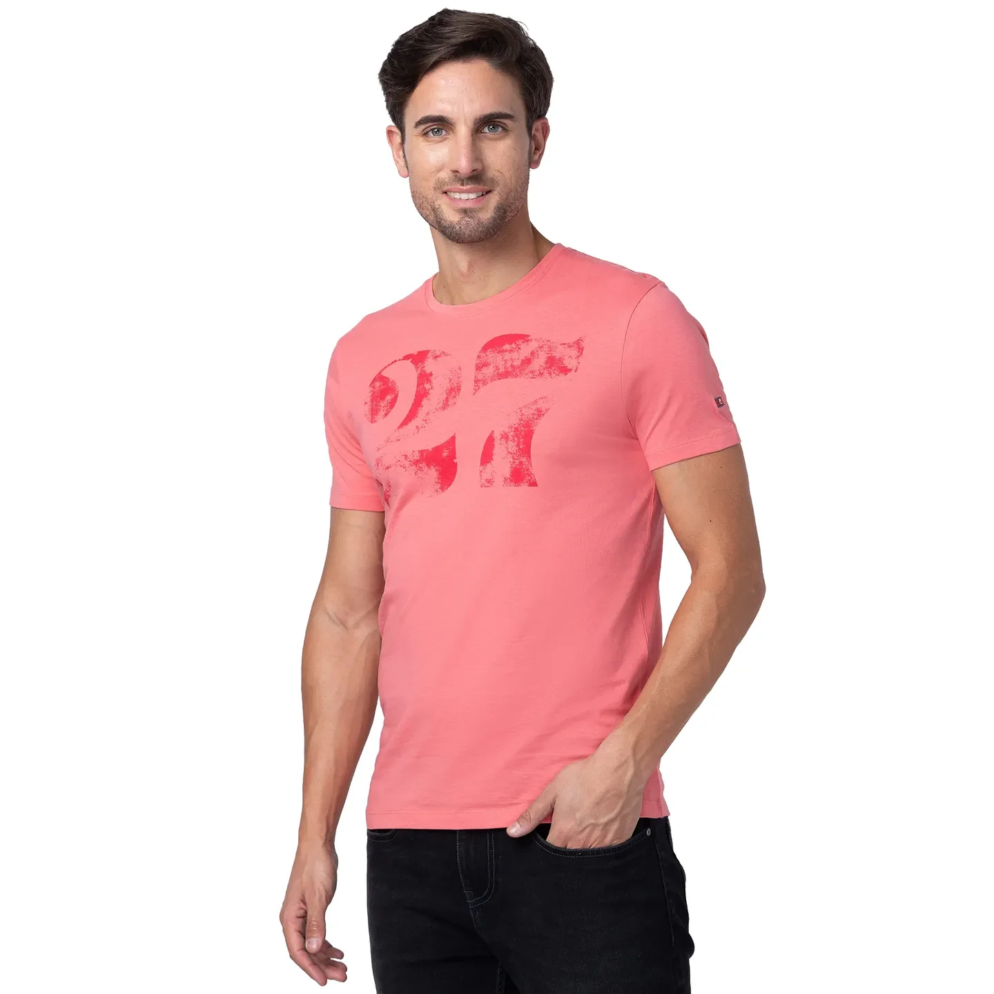 Pink Regular Fit Men's Short Sleeves T-Shirt by Being Human Clothing - Image 4