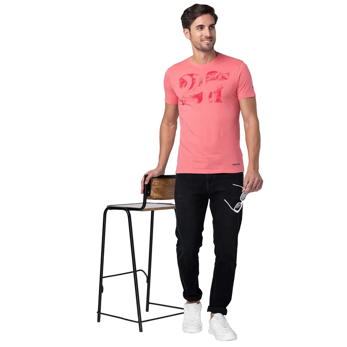Pink Regular Fit Men's Short Sleeves T-Shirt by Being Human Clothing - Image 6