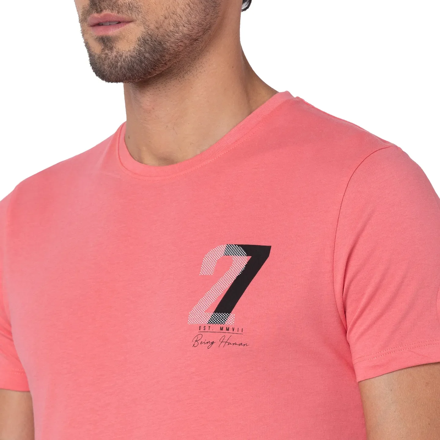 Coral Regular Fit Round Neck Men's T-Shirt by Being Human Clothing - Image 4