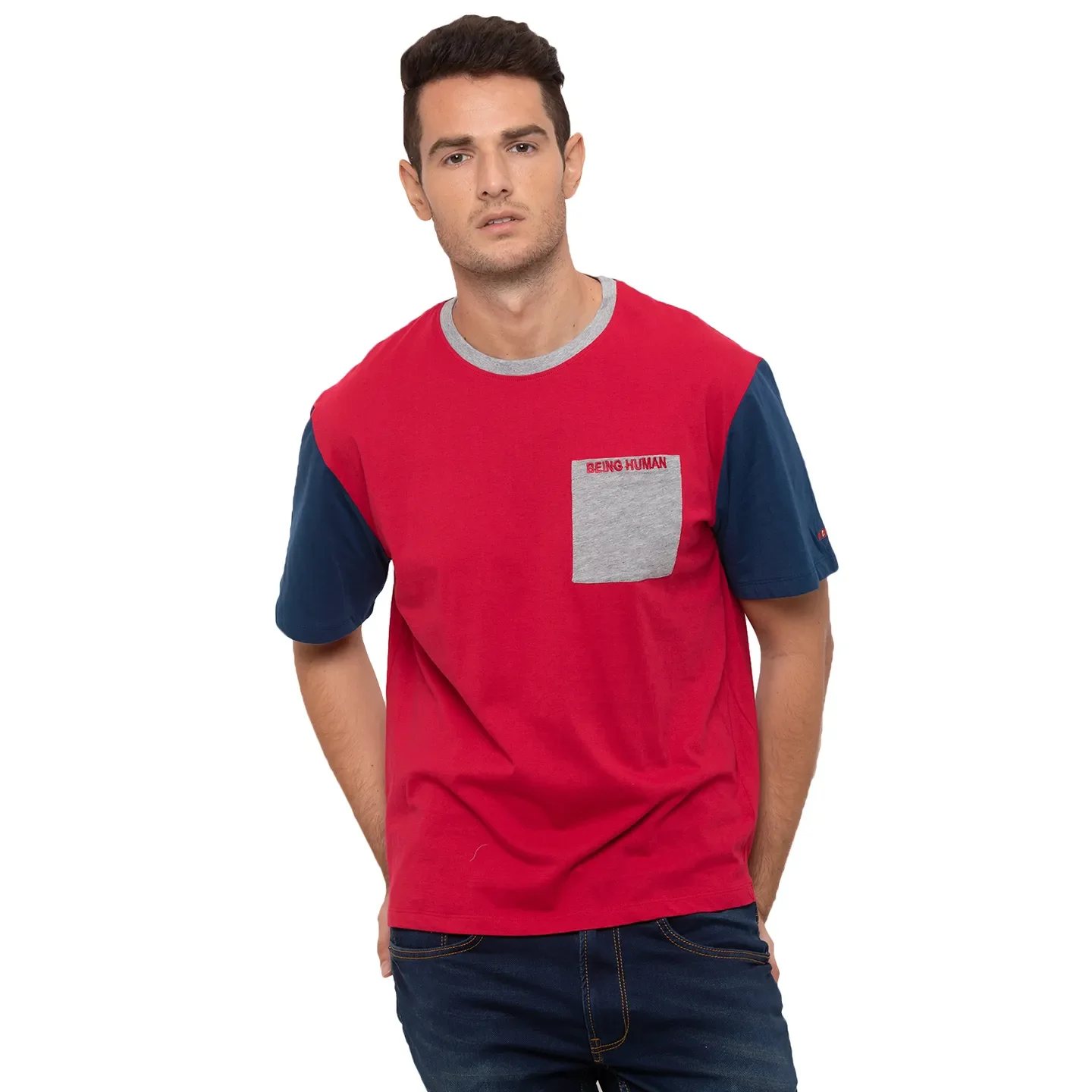 Red Regular Fit Men's T-Shirt by Being Human Clothing