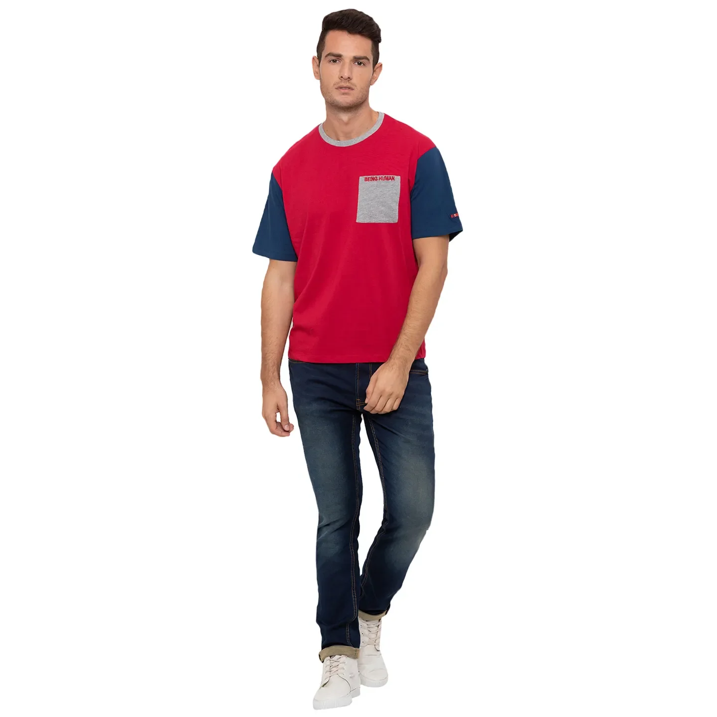 Red Regular Fit Men's T-Shirt by Being Human Clothing - Image 2