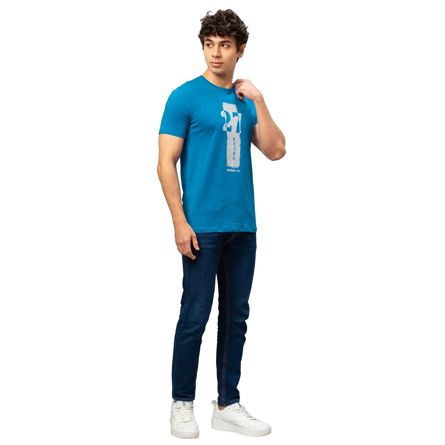 Blue Regular Fit Men's Short Sleeves T-Shirt by Being Human Clothing - Image 2
