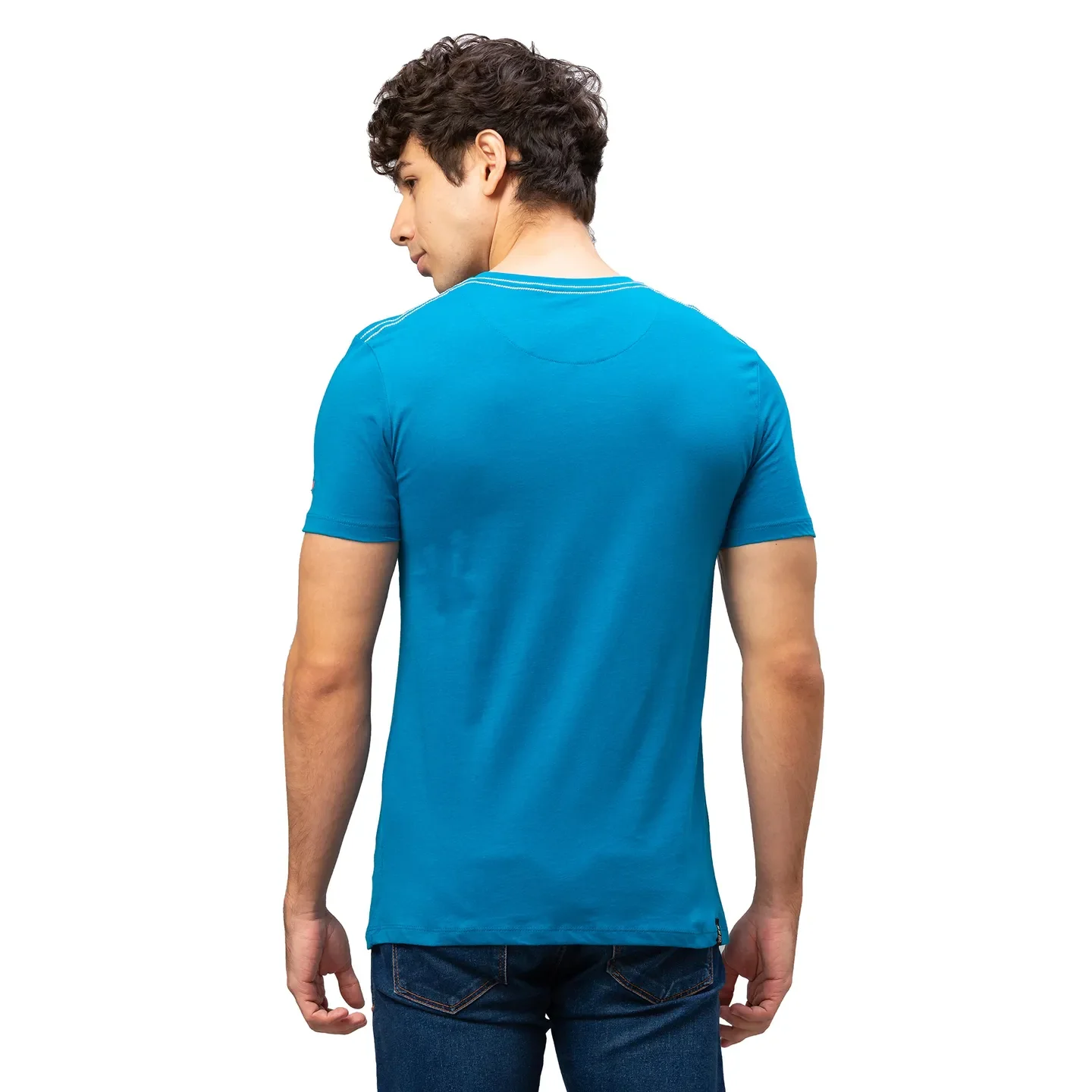 Blue Regular Fit Men's Short Sleeves T-Shirt by Being Human Clothing - Image 3