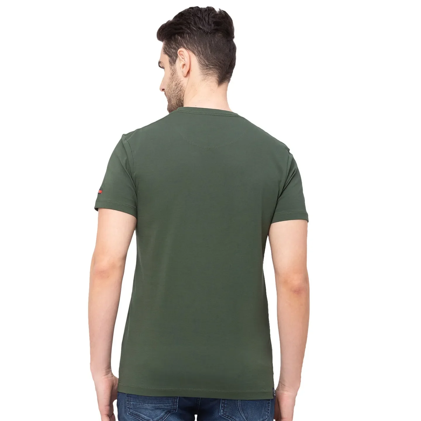 Green Regular Fit Men's Short Sleeves T-Shirt by Being Human Clothing - Image 2