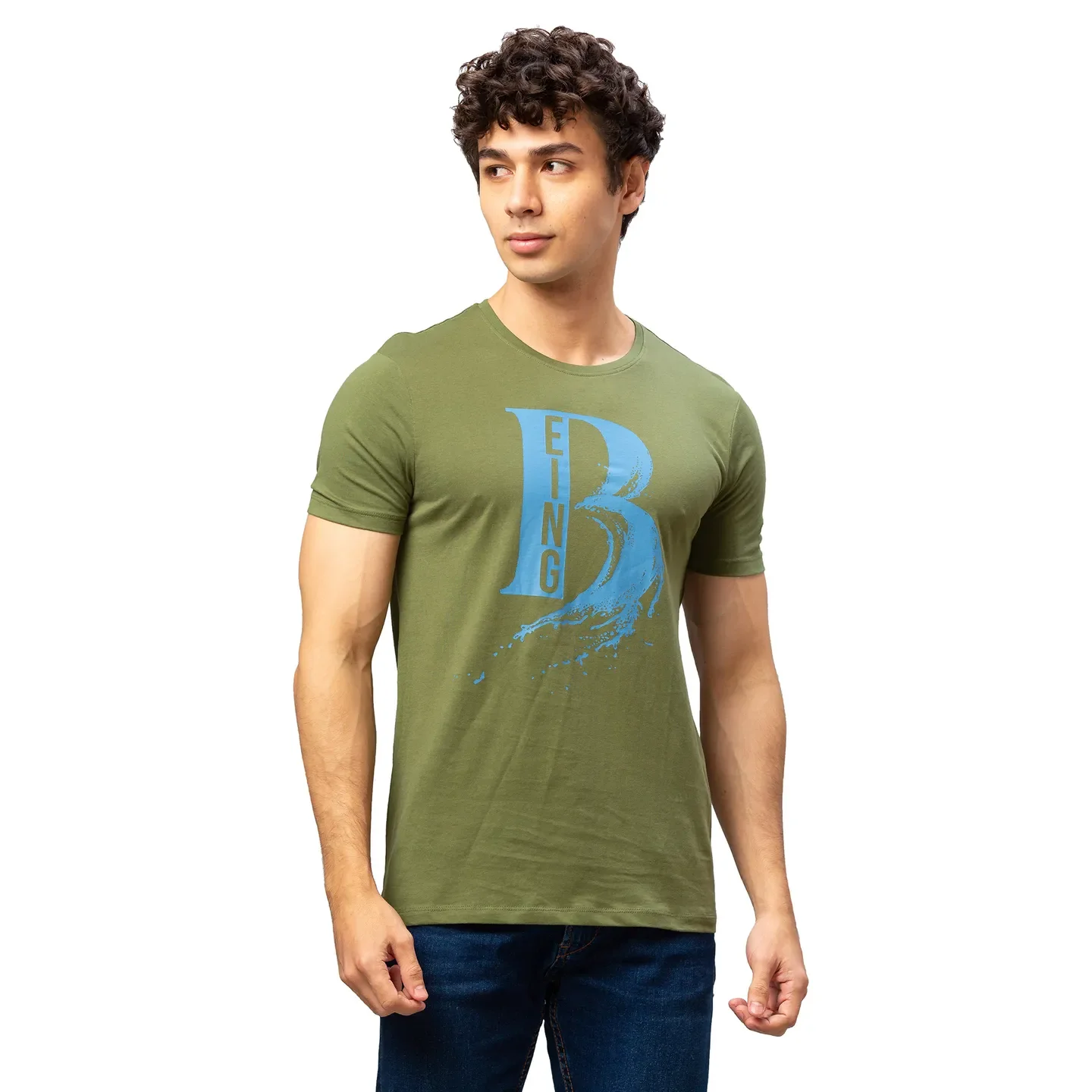 Green Regular Fit Men's Short Sleeves T-Shirt by Being Human Clothing