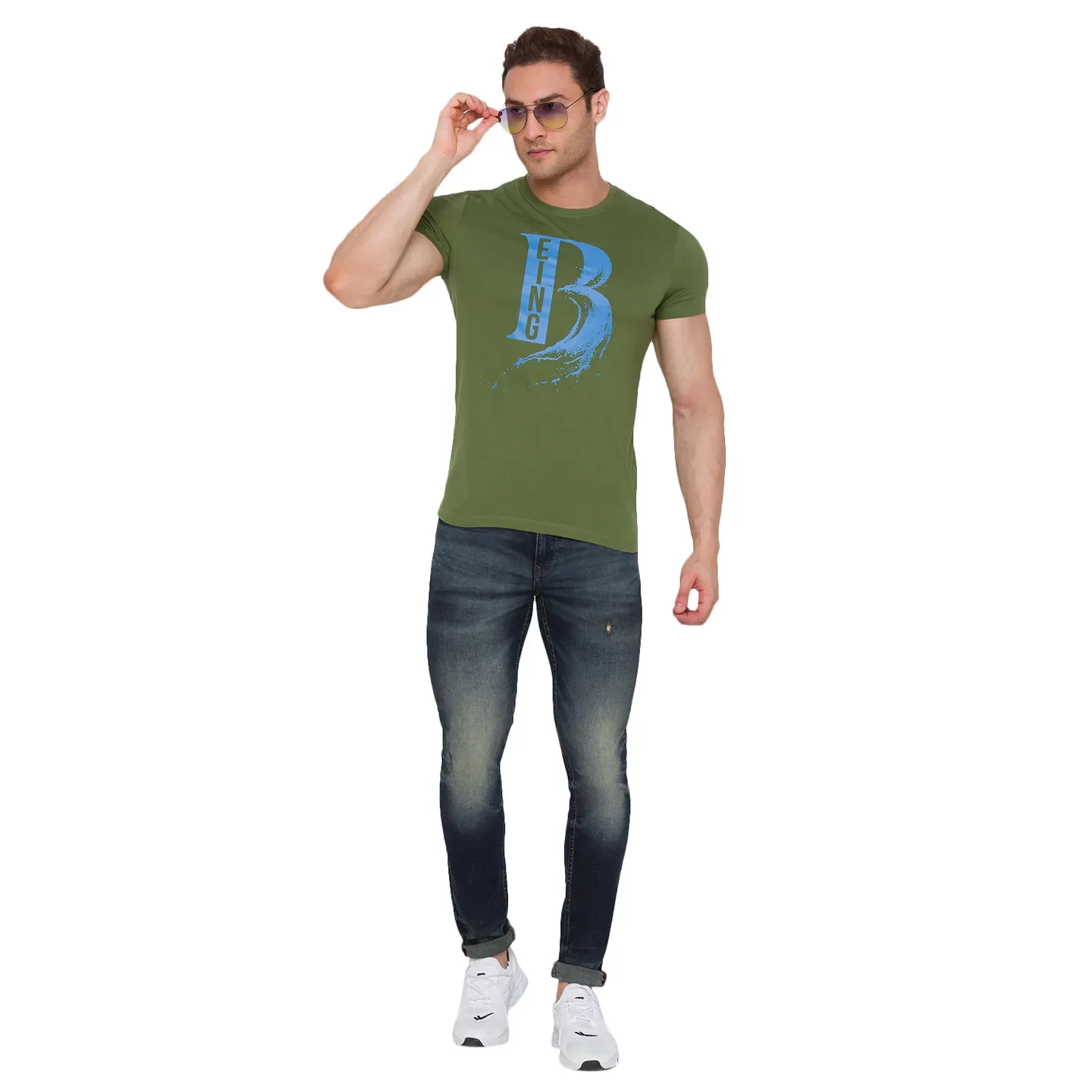 Green Regular Fit Men's Short Sleeves T-Shirt by Being Human Clothing - Image 6