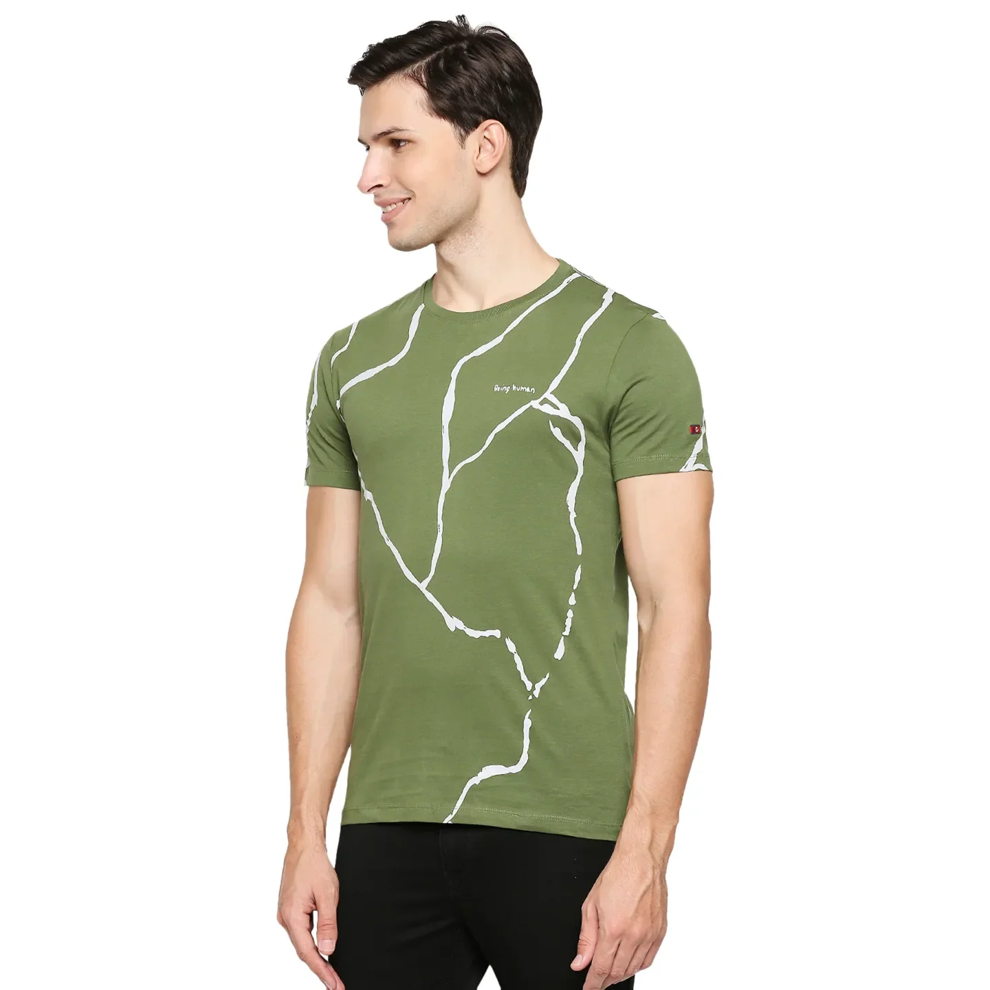 Green Regular Fit Men's Short Sleeves T-Shirt by Being Human Clothing - Image 2