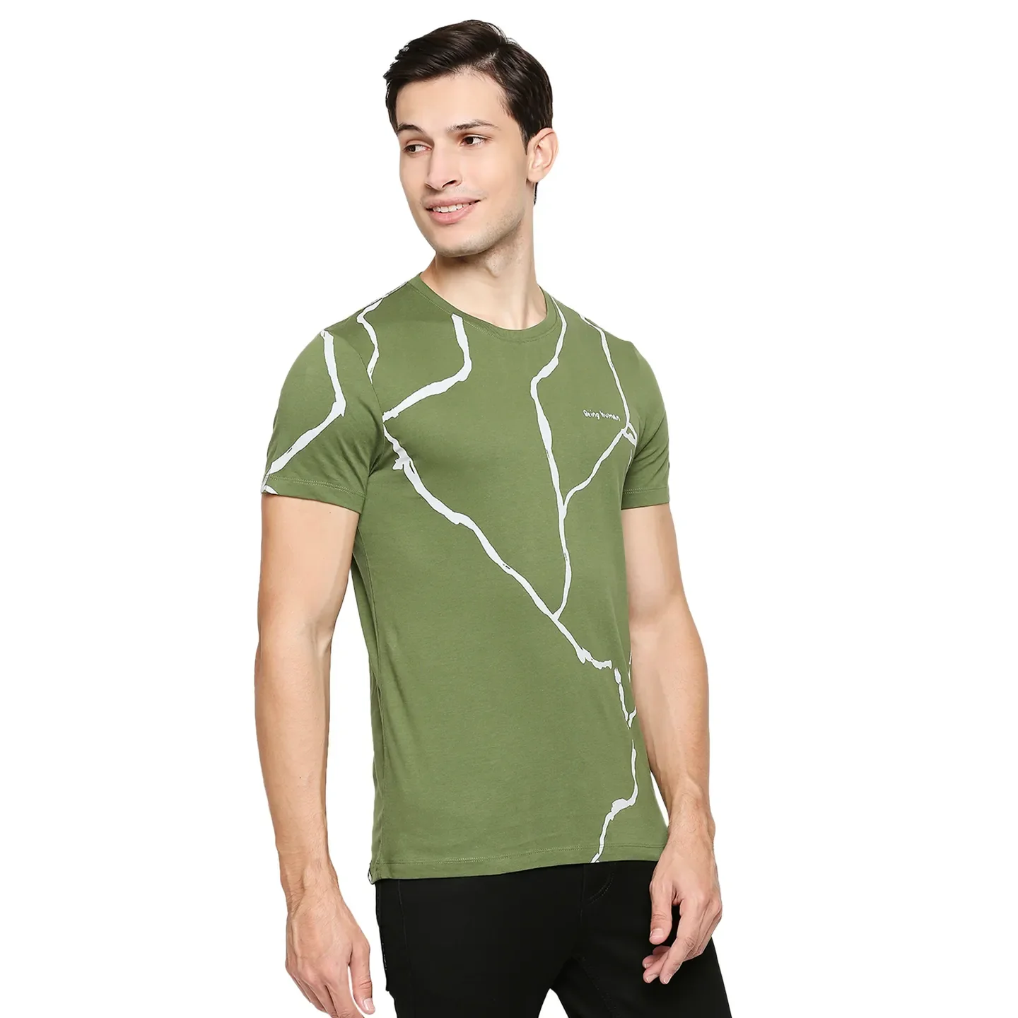 Green Regular Fit Men's Short Sleeves T-Shirt by Being Human Clothing - Image 3