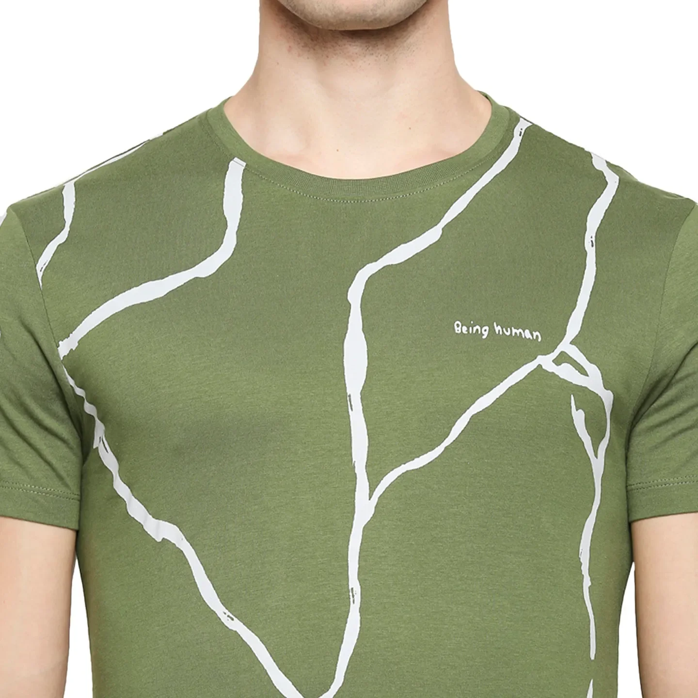 Green Regular Fit Men's Short Sleeves T-Shirt by Being Human Clothing - Image 5