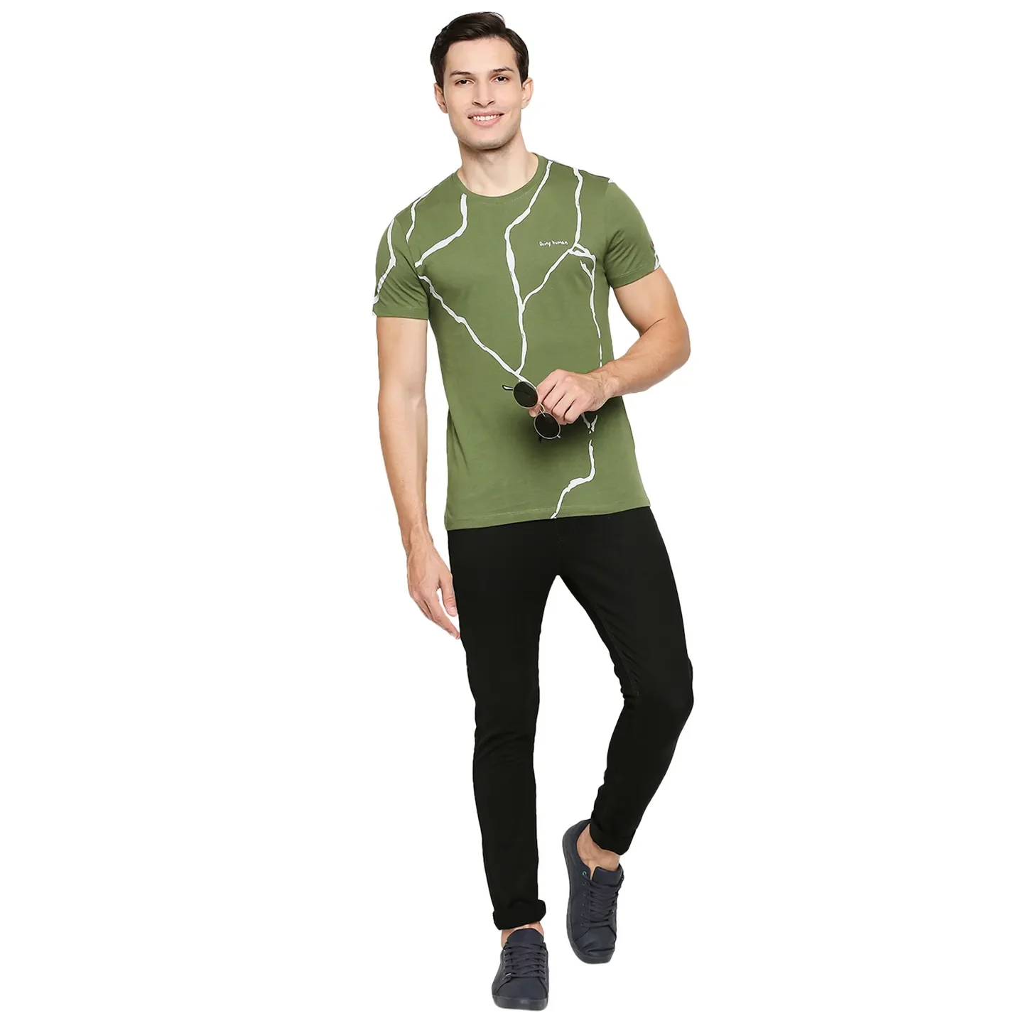 Green Regular Fit Men's Short Sleeves T-Shirt by Being Human Clothing - Image 6