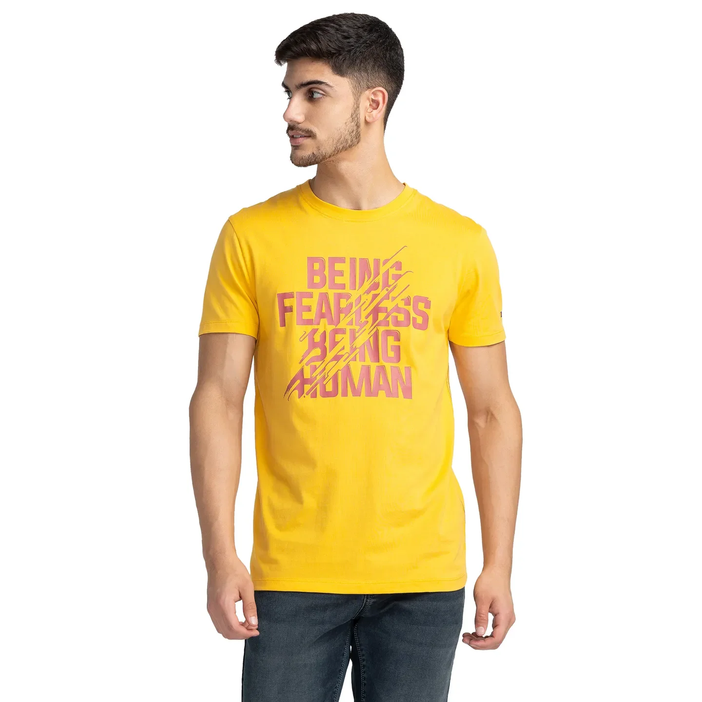 Orange Regular Fit Men's Short Sleeves T-Shirt by Being Human Clothing