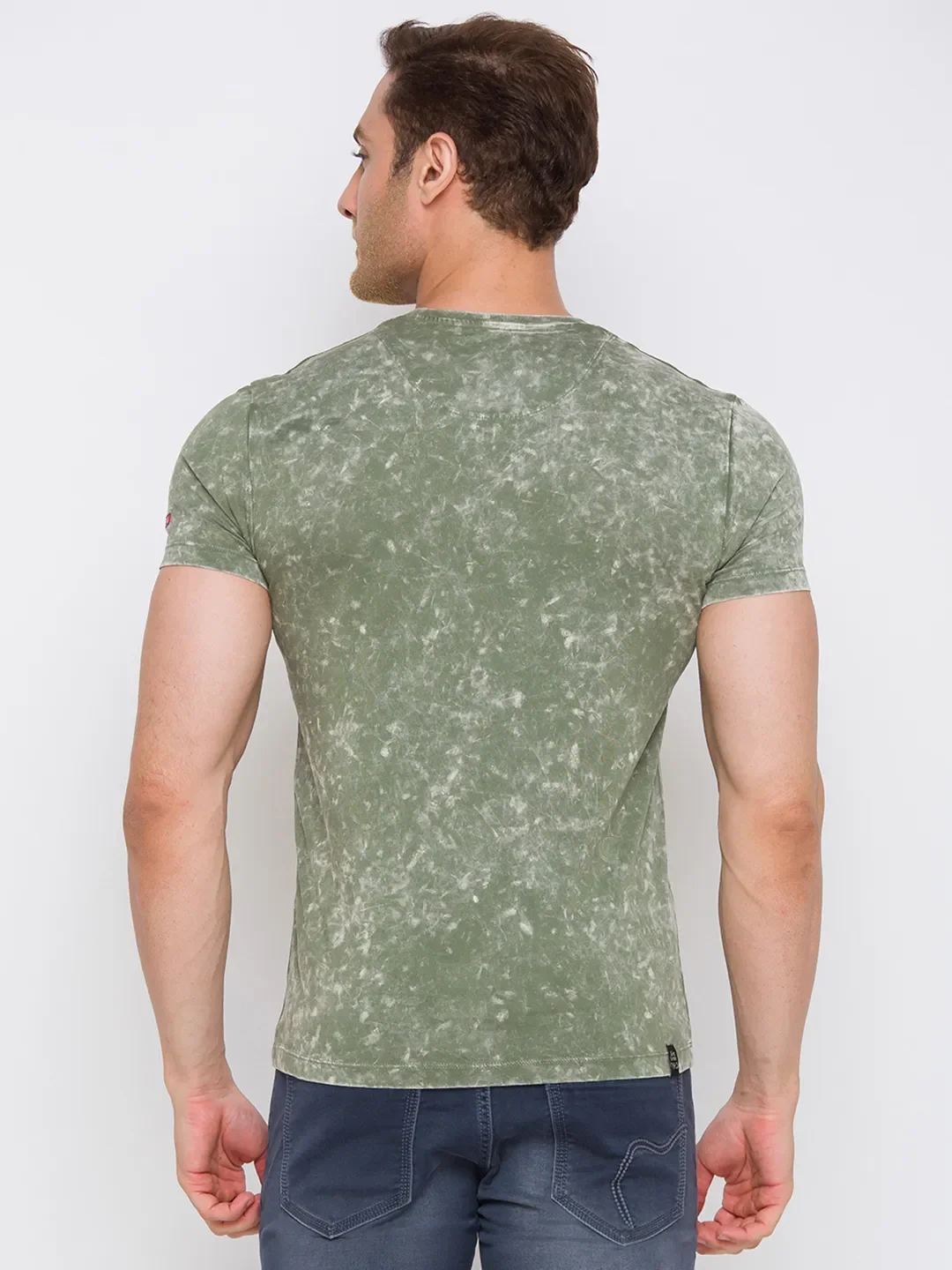 Green Regular Fit Men's Short Sleeves T-Shirt by Being Human Clothing - Image 3