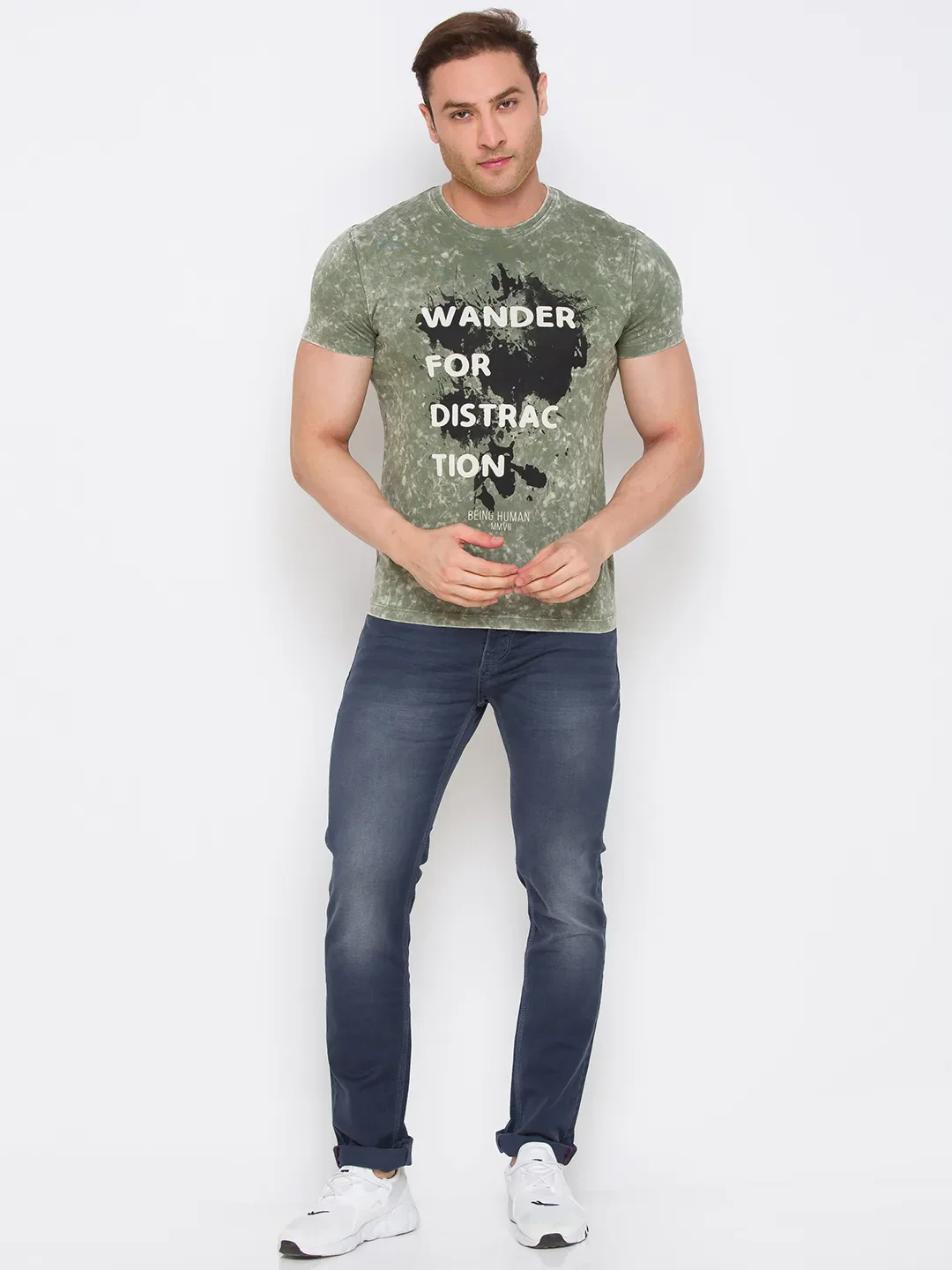 Green Regular Fit Men's Short Sleeves T-Shirt by Being Human Clothing - Image 7