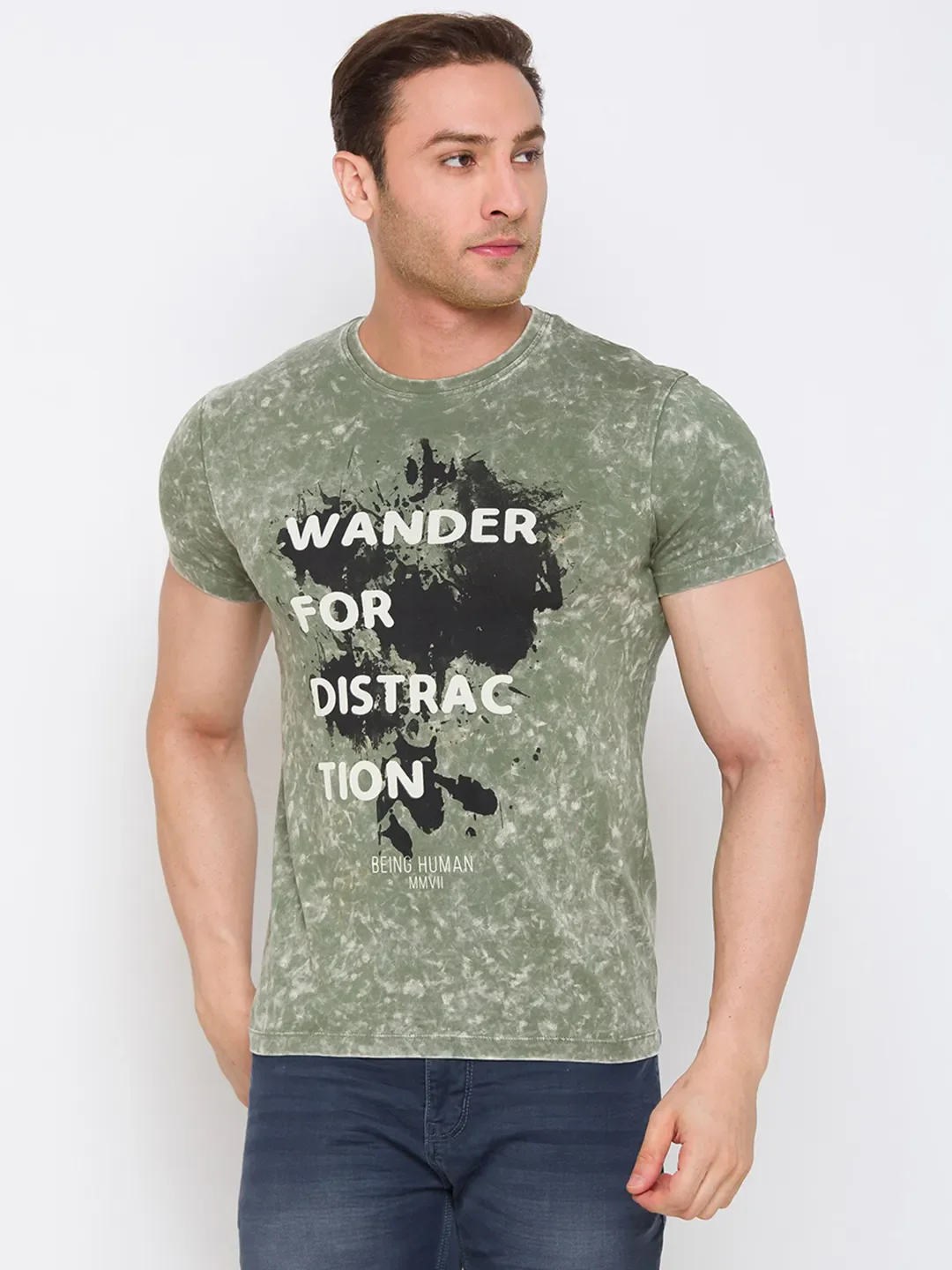 Green Regular Fit Men's Short Sleeves T-Shirt by Being Human Clothing - Image 8