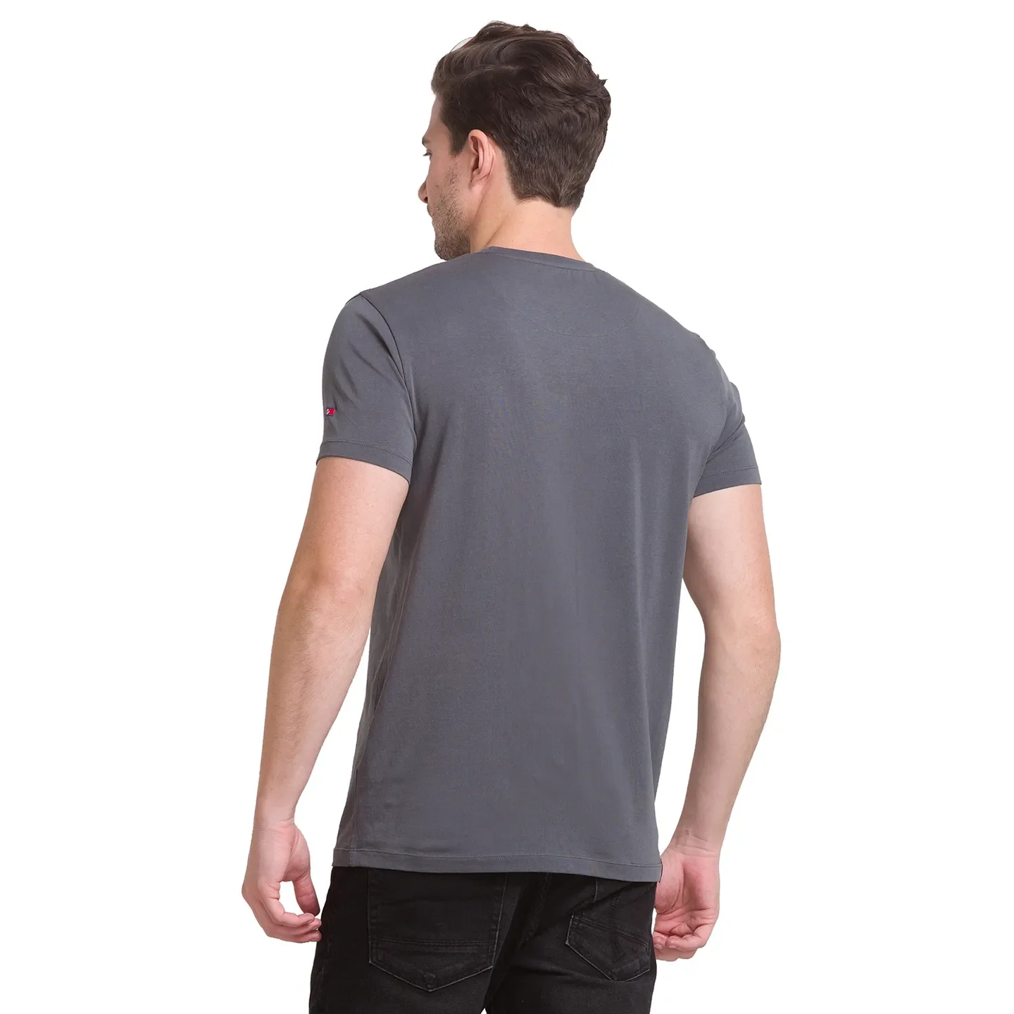 Dark Grey Regular Fit Round Neck Men's T-Shirt by Being Human Clothing - Image 10