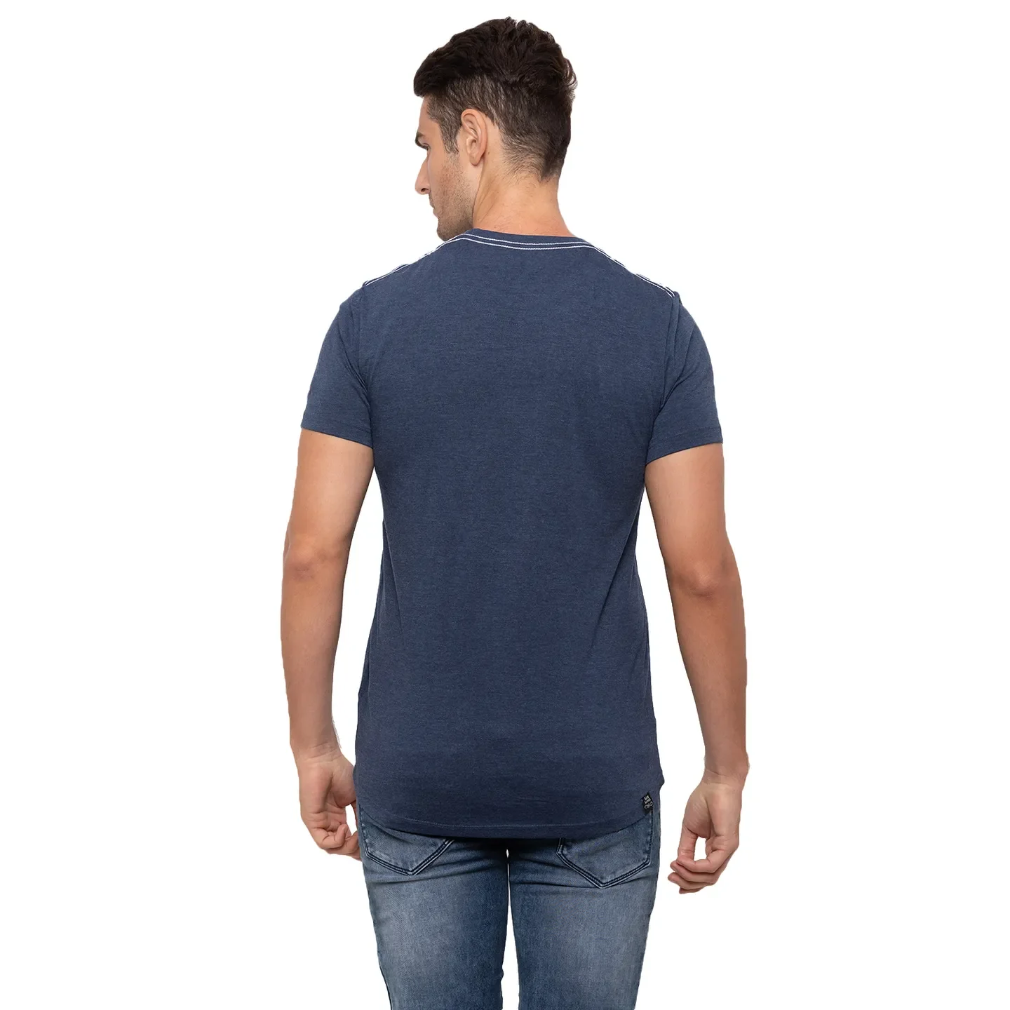 Blue Regular Fit Men's Short Sleeves T-Shirt by Being Human Clothing - Image 3