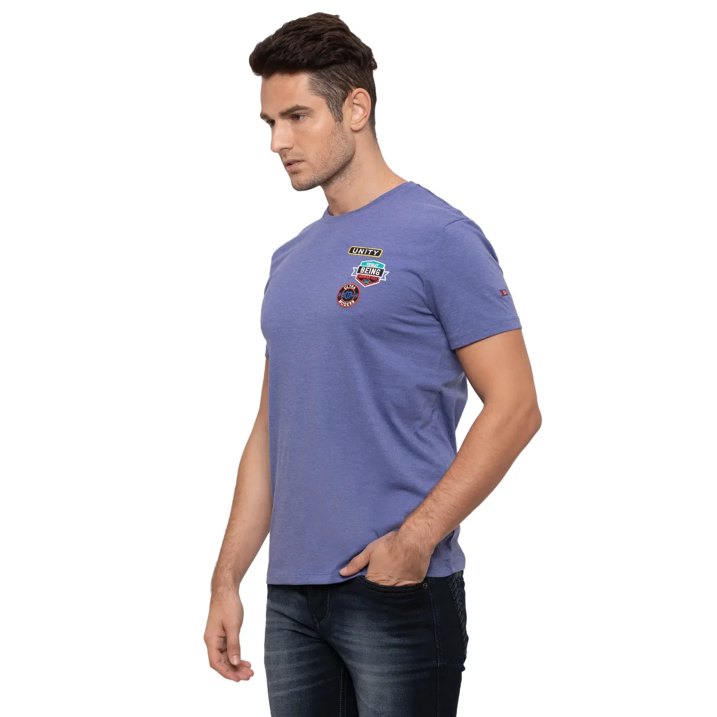 Blue Regular Fit Men's Short Sleeves T-Shirt by Being Human Clothing - Image 2