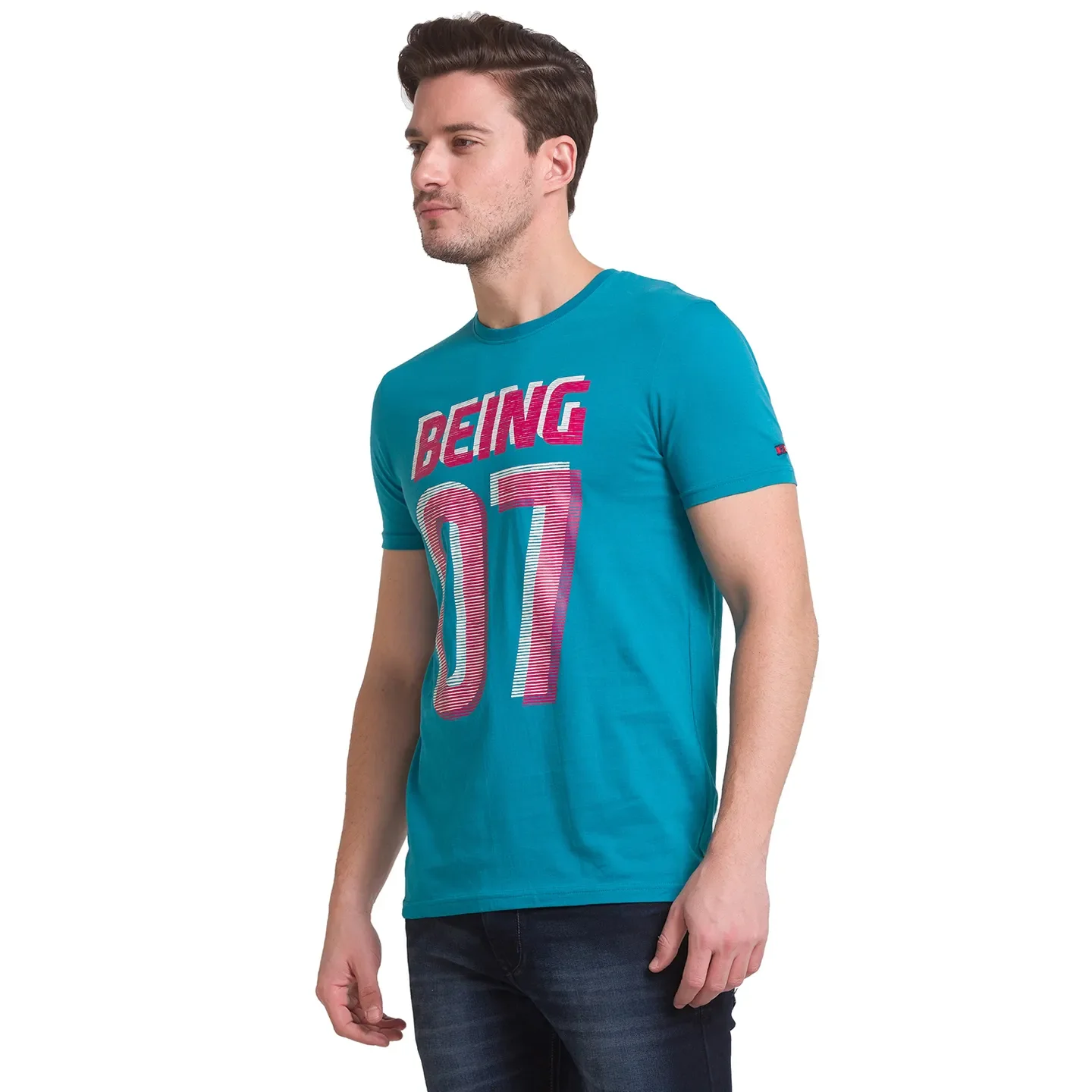 Dark Teal Regular Fit Round Neck Mens' T-Shirt by Being Human Clothing - Image 10