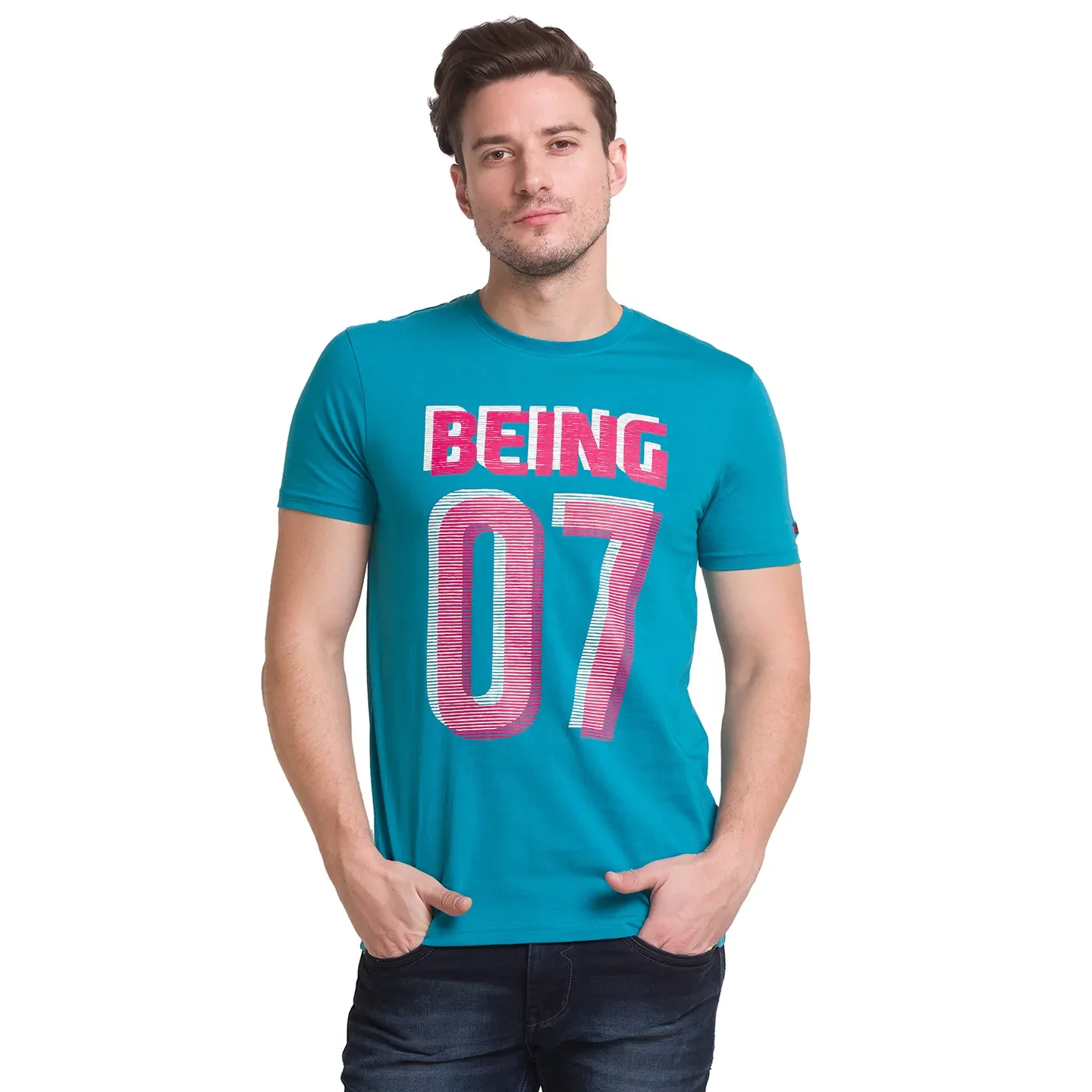Dark Teal Regular Fit Round Neck Mens' T-Shirt by Being Human Clothing - Image 7