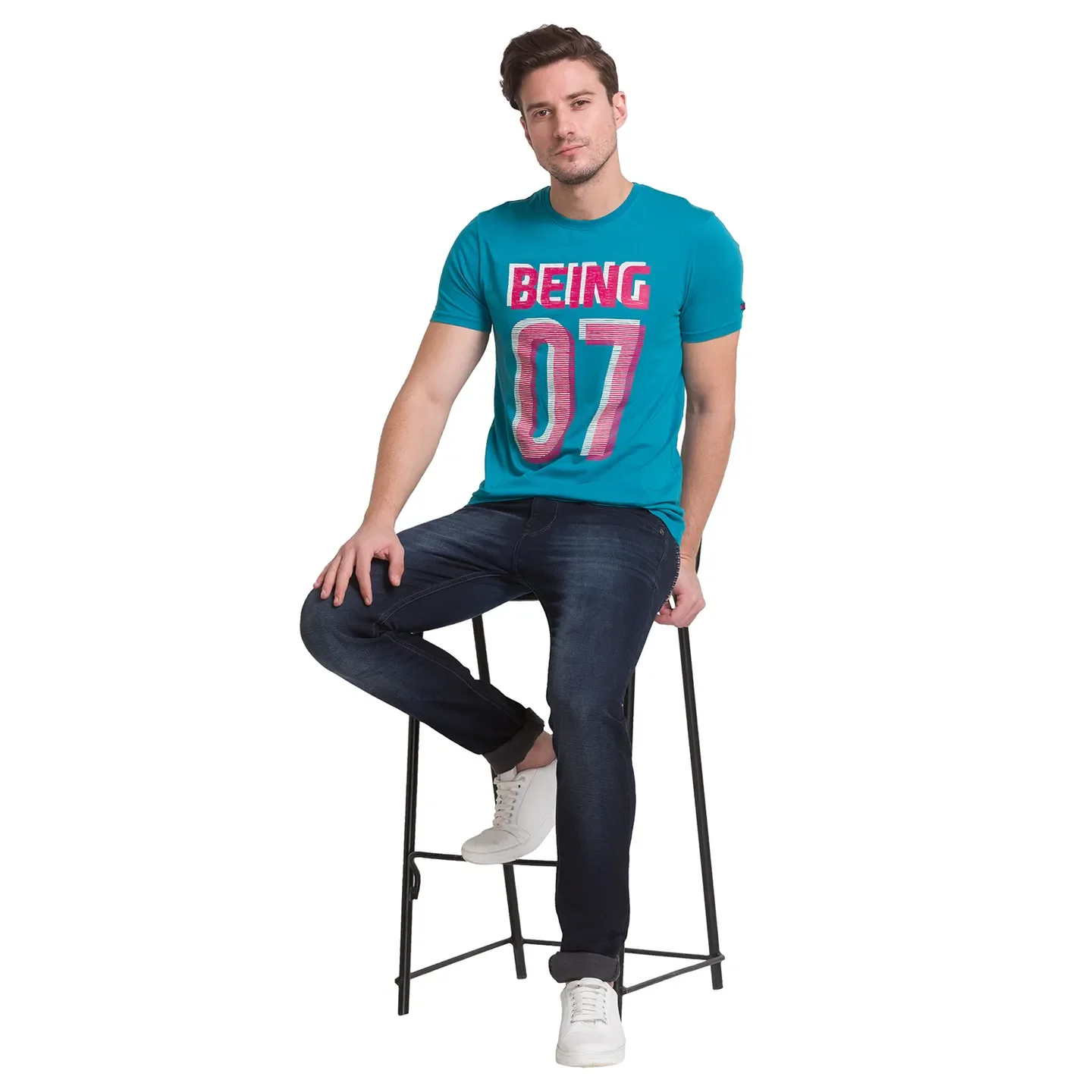 Dark Teal Regular Fit Round Neck Mens' T-Shirt by Being Human Clothing - Image 8